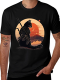 Samurai Cat Graphic Tee - Black