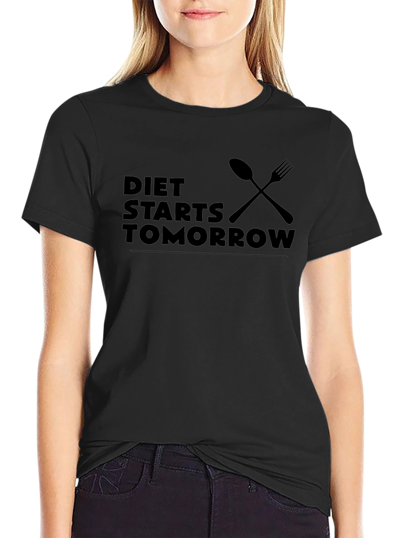 Diet Starts Tomorrow Black T-Shirt