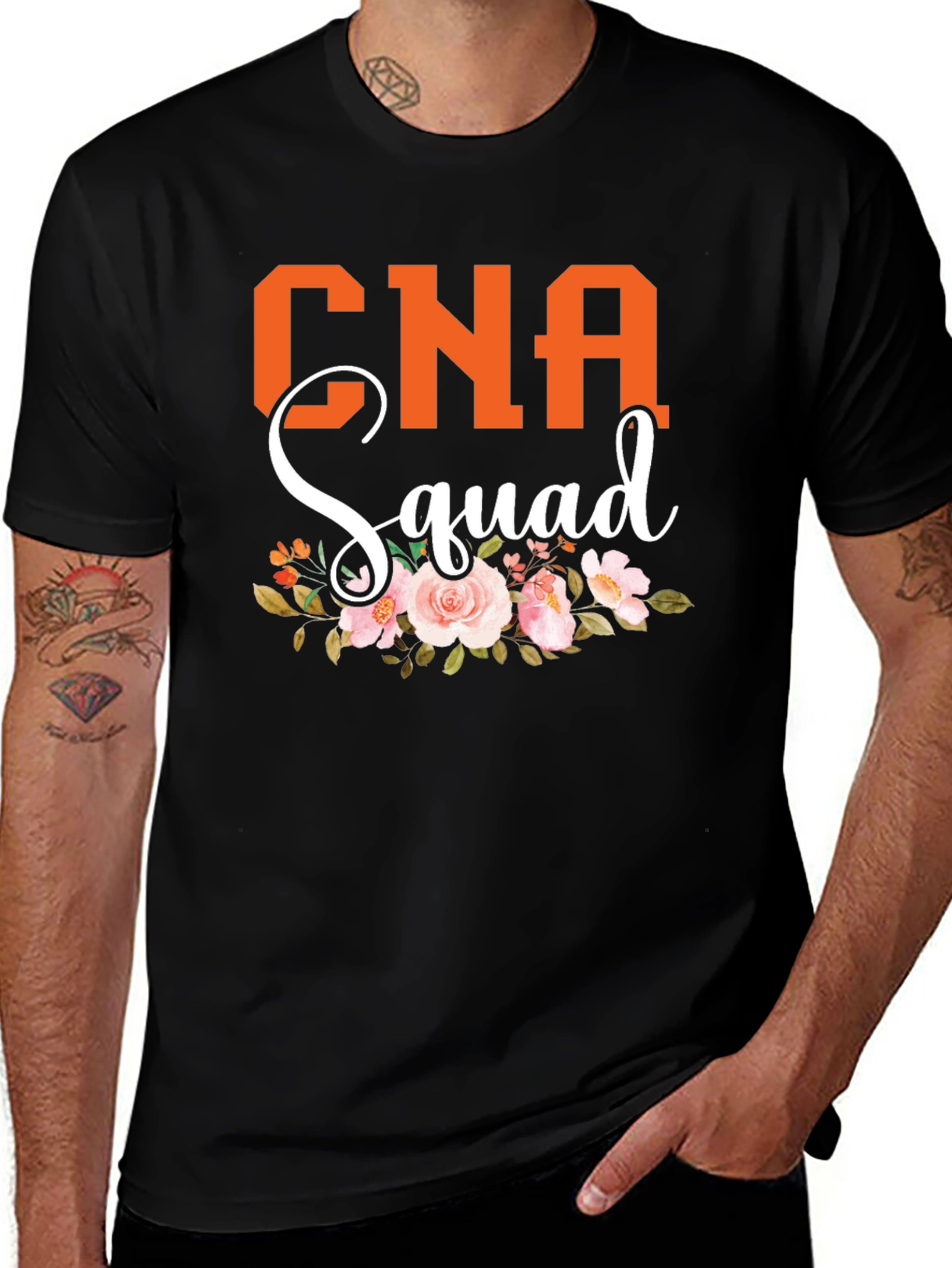 CNA Squad Floral T-Shirt - Certified Nursing Assistant Apparel