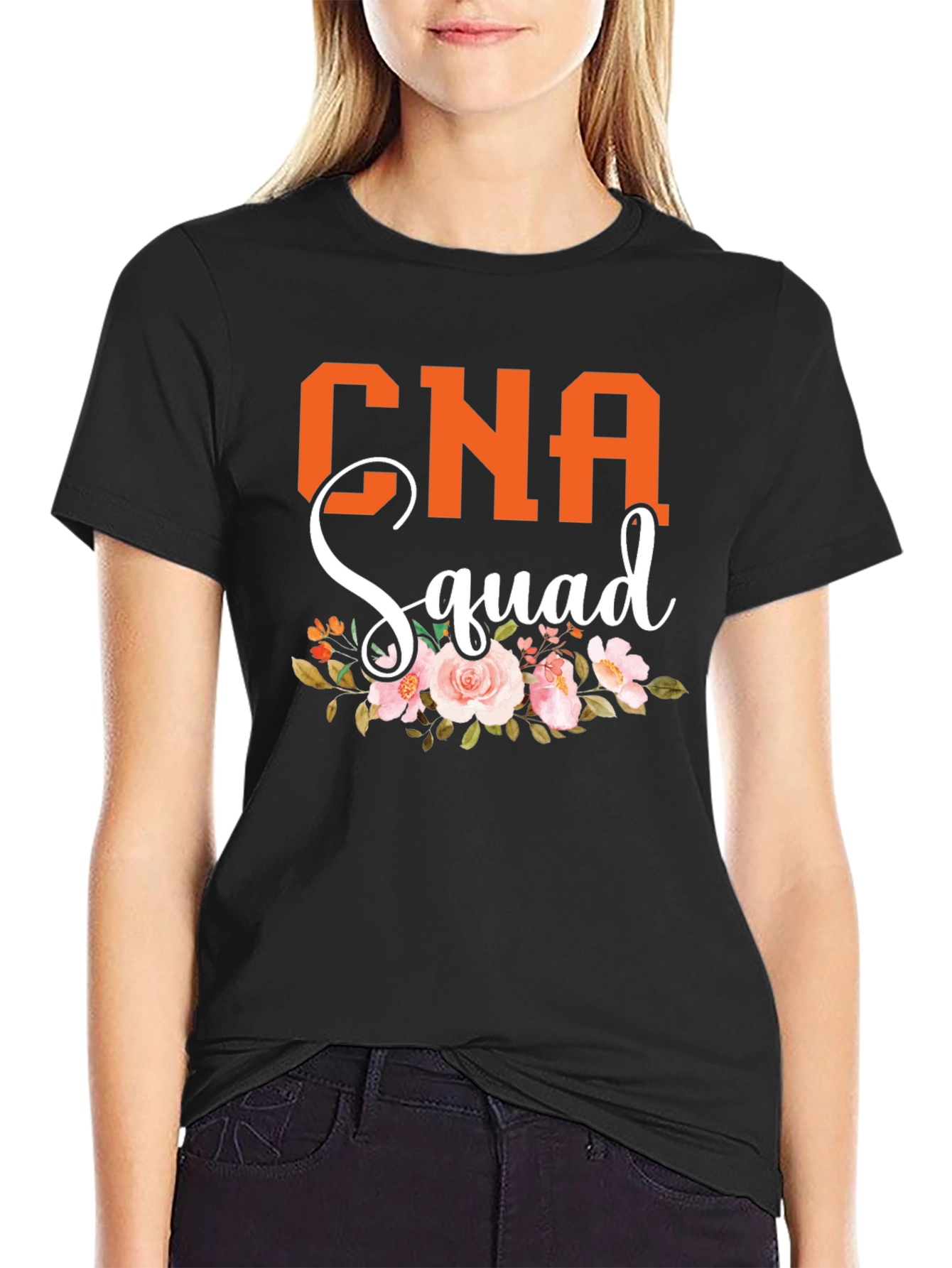 CNA Squad Floral T-Shirt - Certified Nursing Assistant Apparel