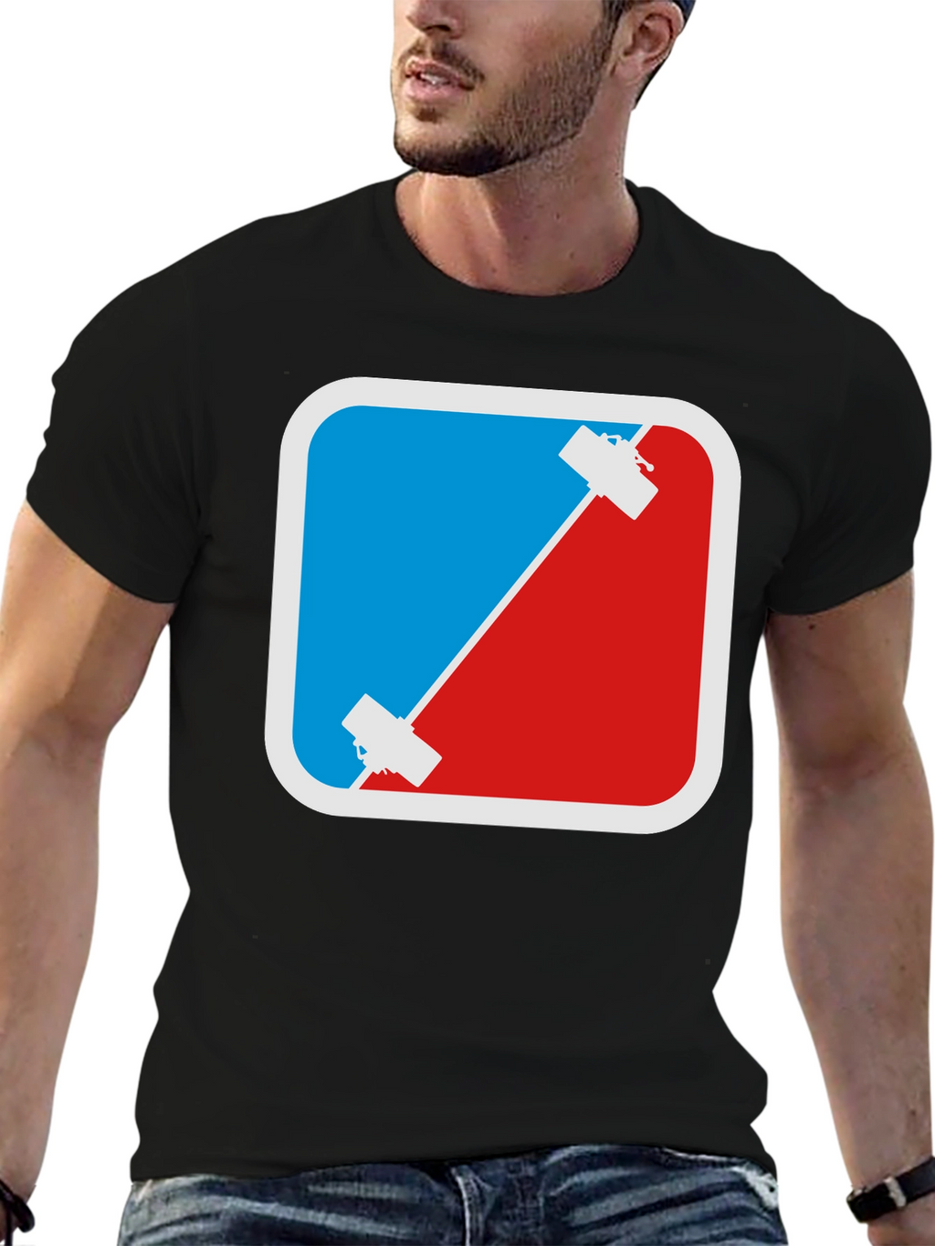 Climbing T-Shirt - Red & Blue Rock Climbing Design
