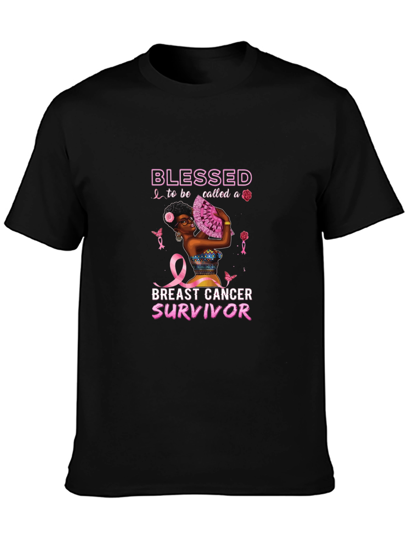 Breast Cancer Survivor Blessed Black T-Shirt