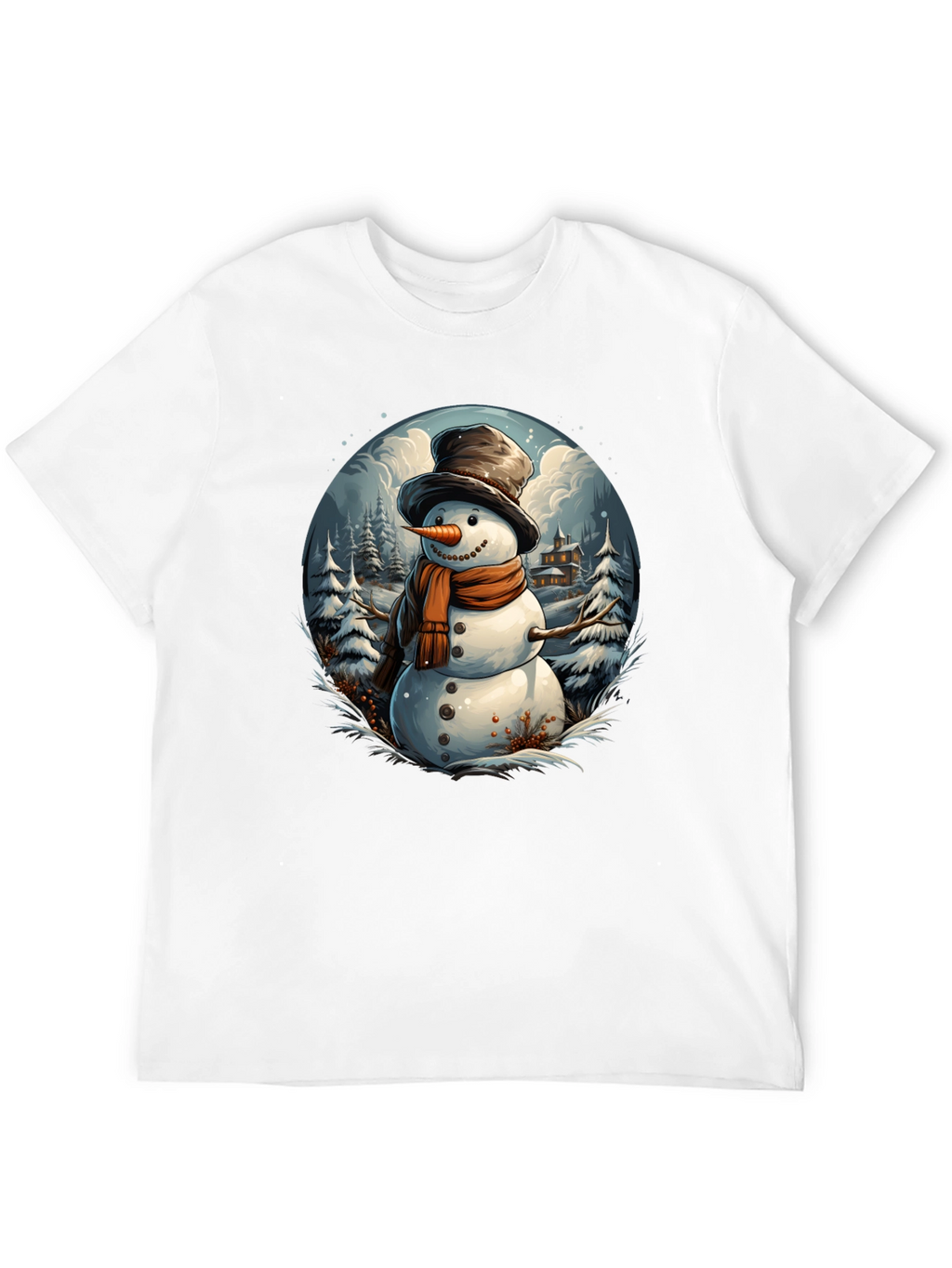 Festive Snowman Graphic Tee - Winter Holiday Apparel