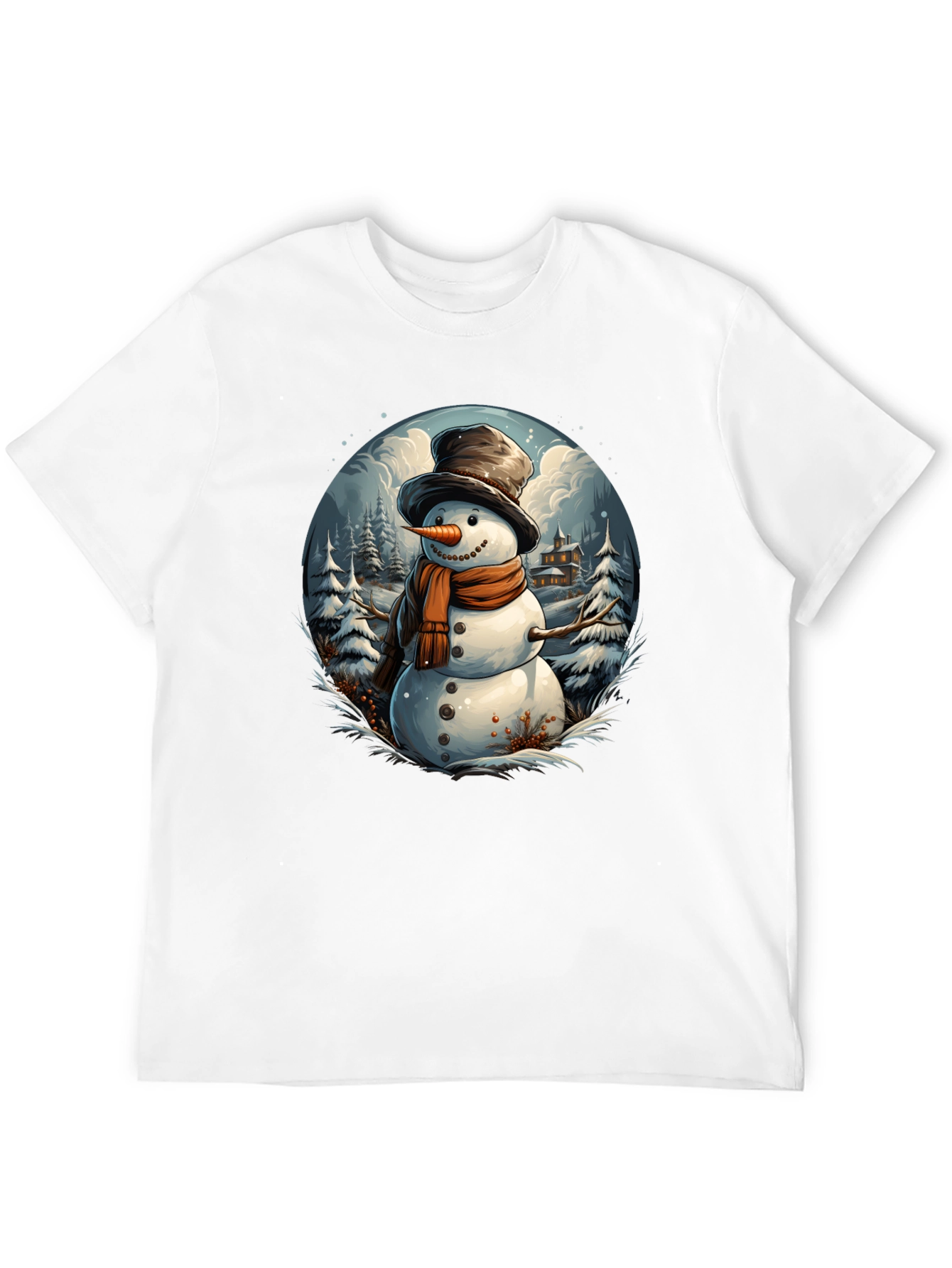 Festive Snowman Graphic Tee - Winter Holiday Apparel