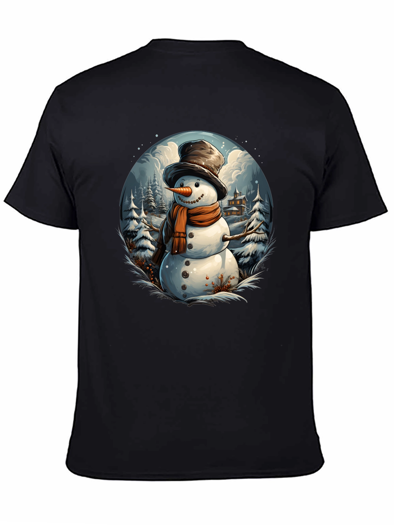 Festive Snowman Graphic Tee - Winter Holiday Apparel