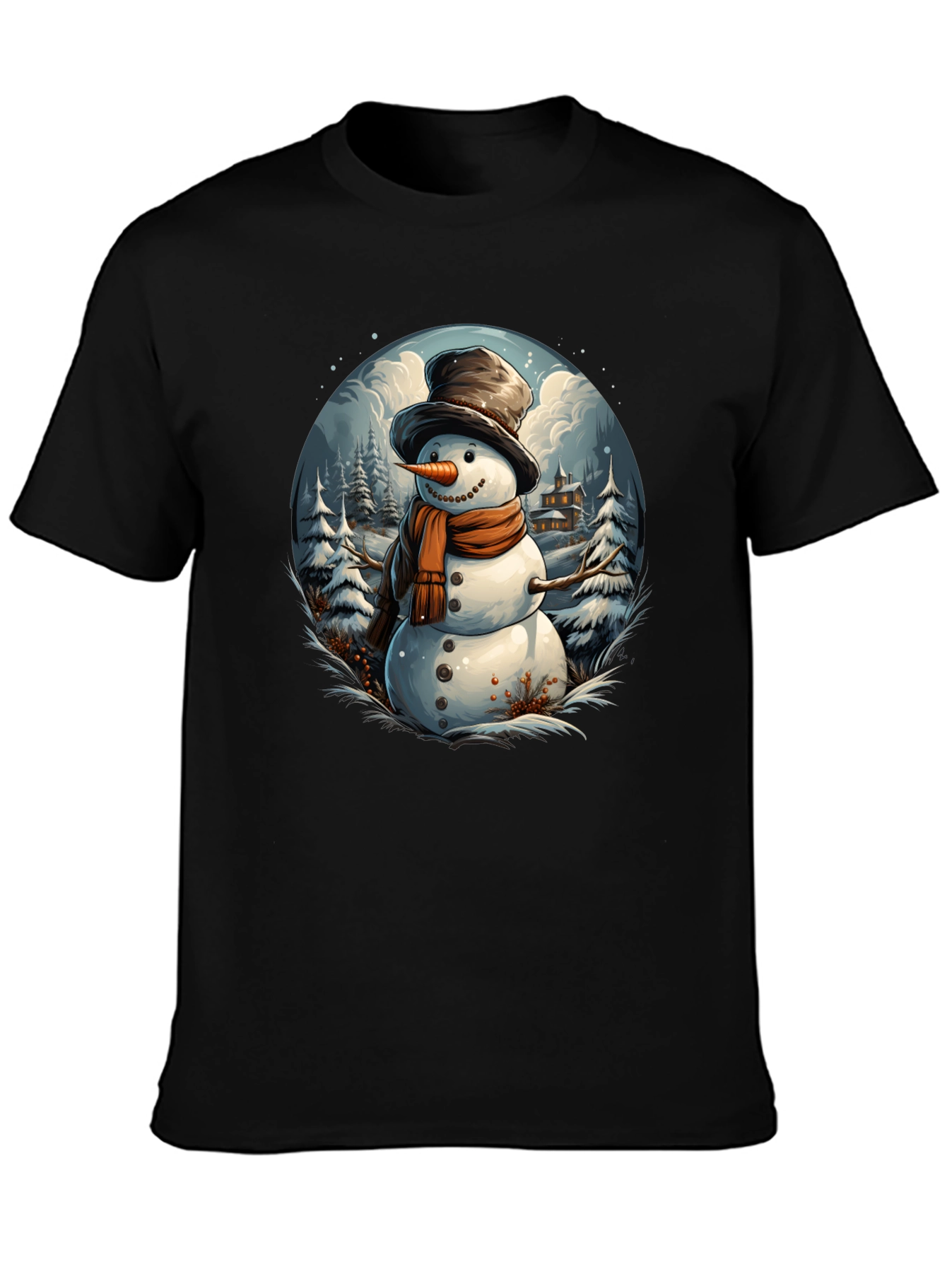 Festive Snowman Graphic Tee - Winter Holiday Apparel