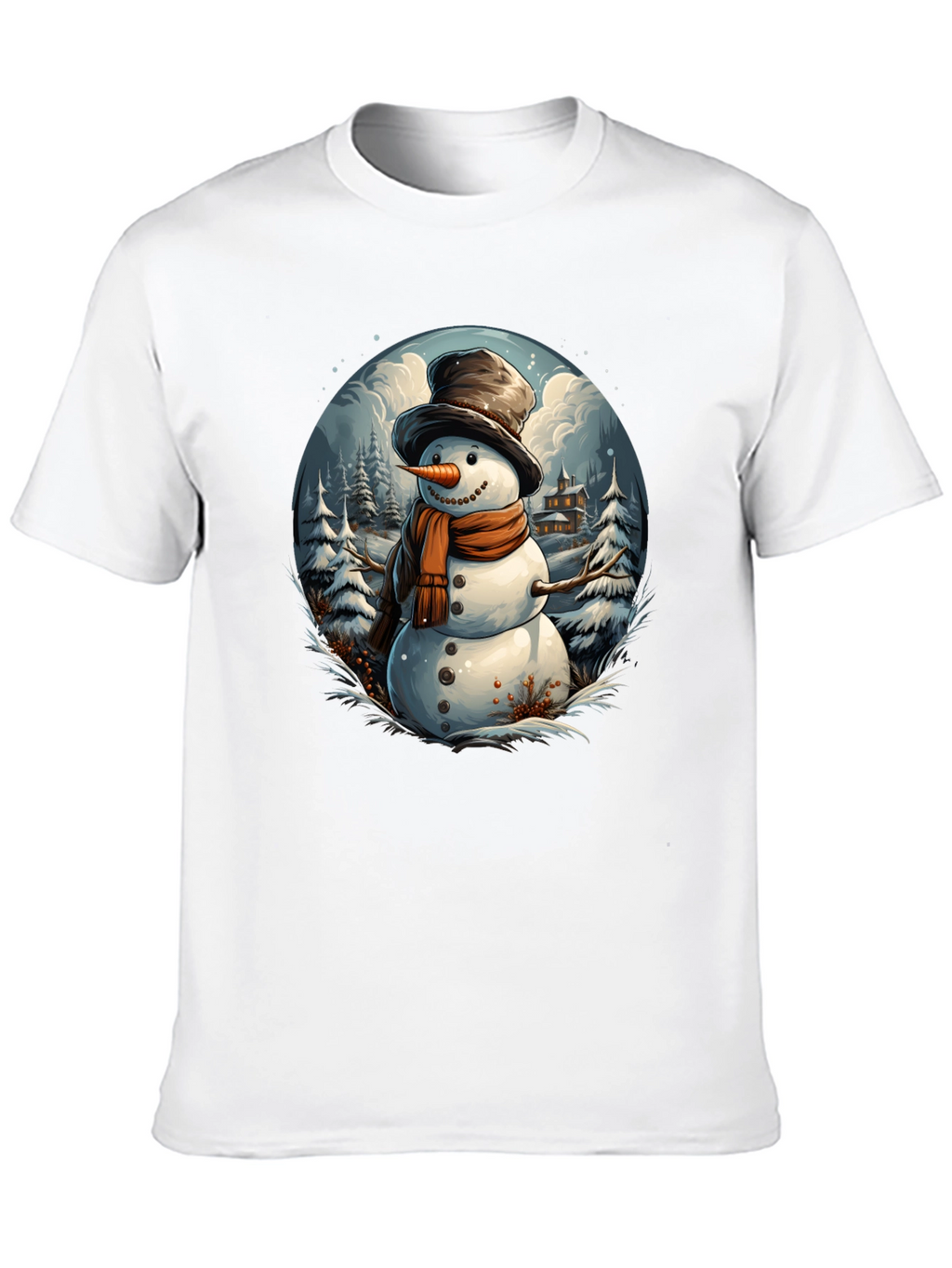 Festive Snowman Graphic Tee - Winter Holiday Apparel