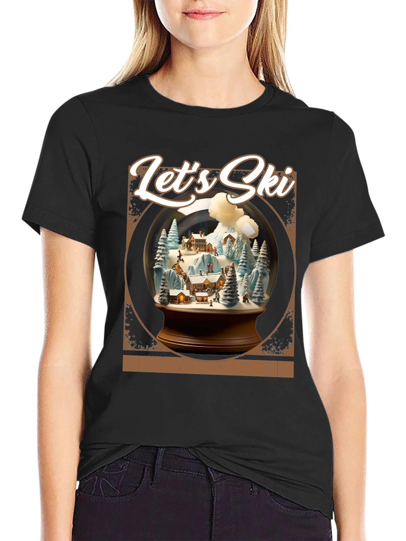 Lets Ski Snow Globe Graphic Tee - Winter Adventure Shirt