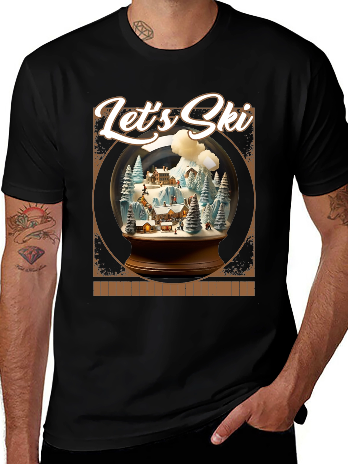 Lets Ski Snow Globe Graphic Tee - Winter Adventure Shirt