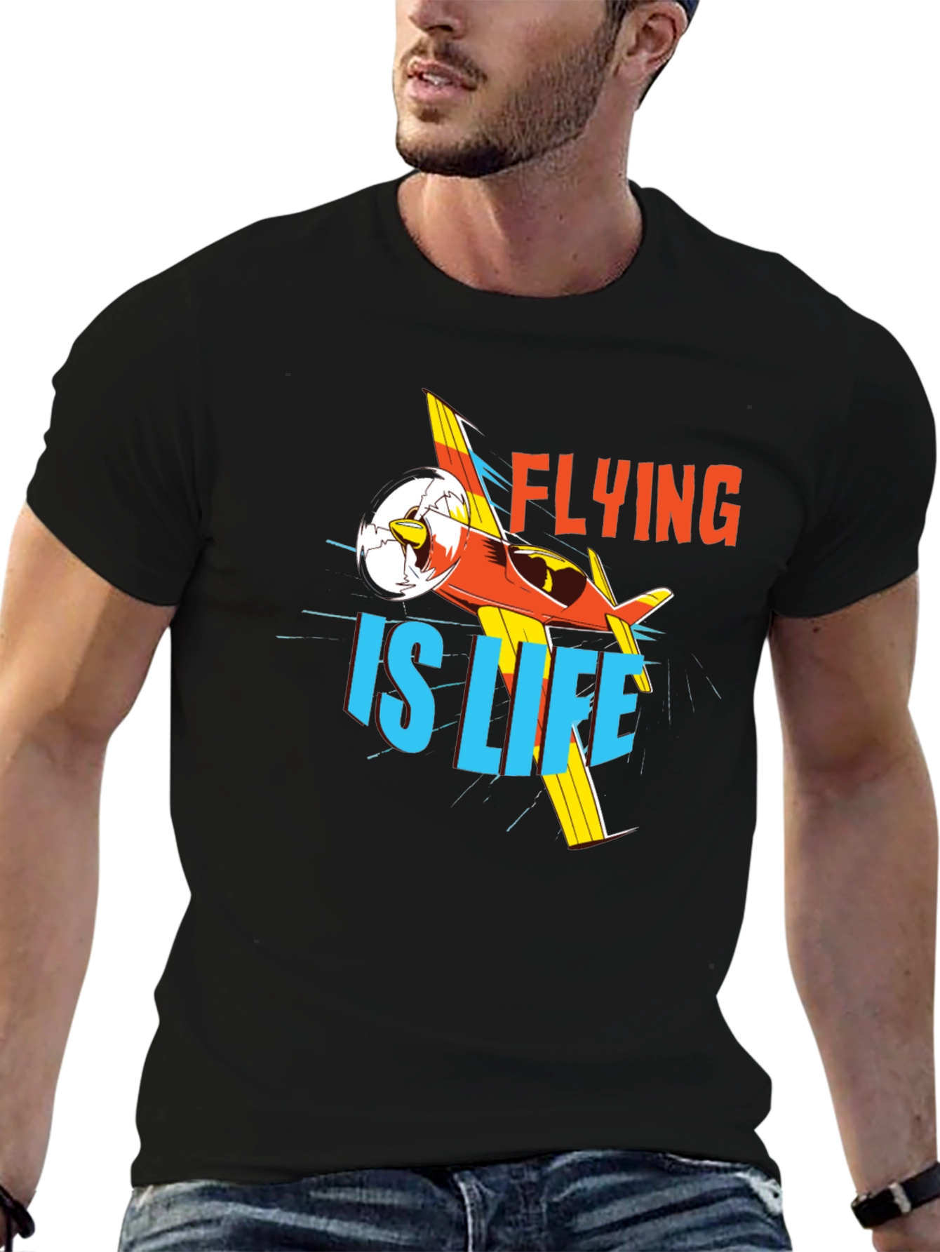 Flying is Life Graphic Tee - Black