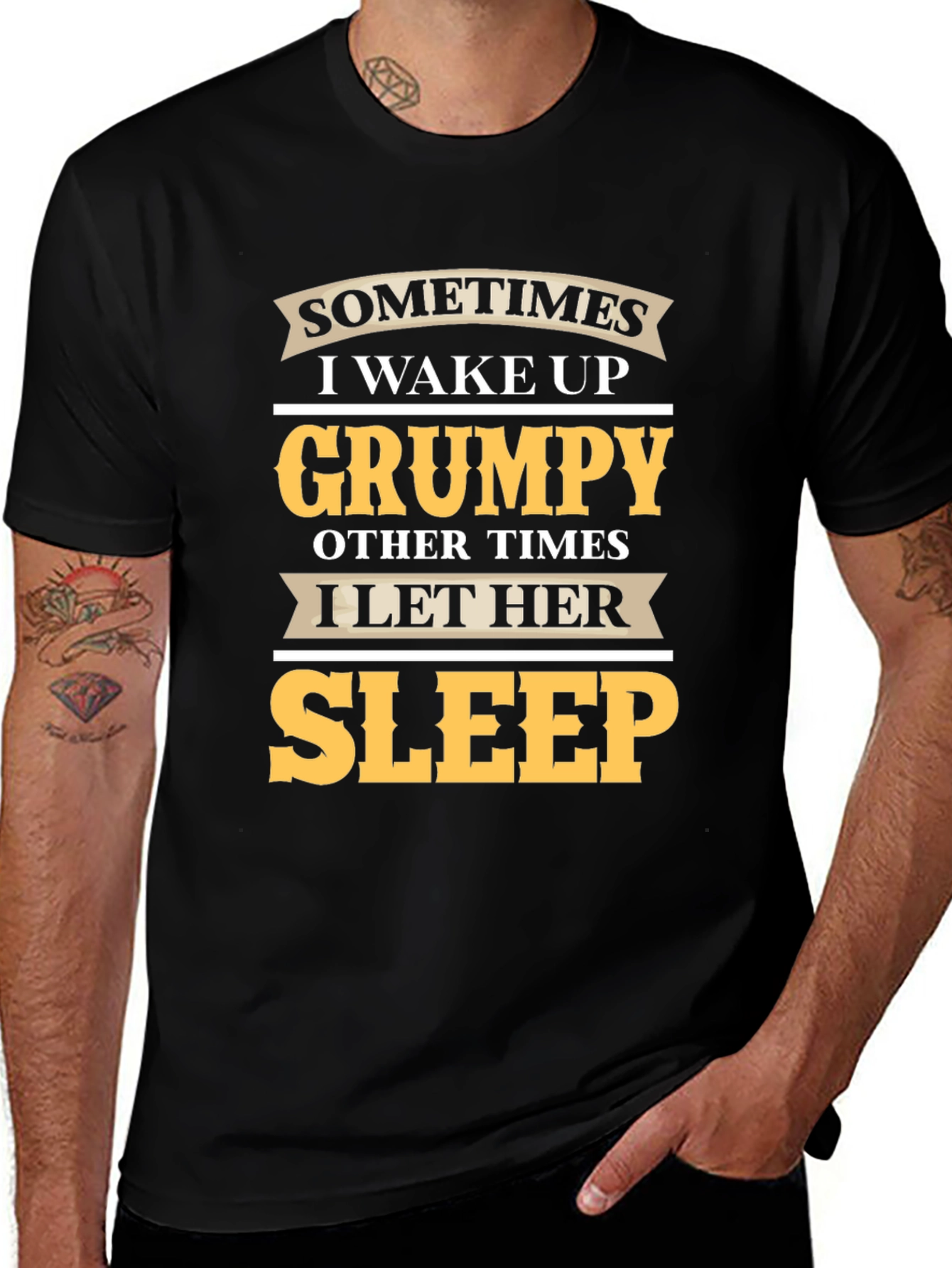 Grumpy Sleep Funny Mens Black T-Shirt