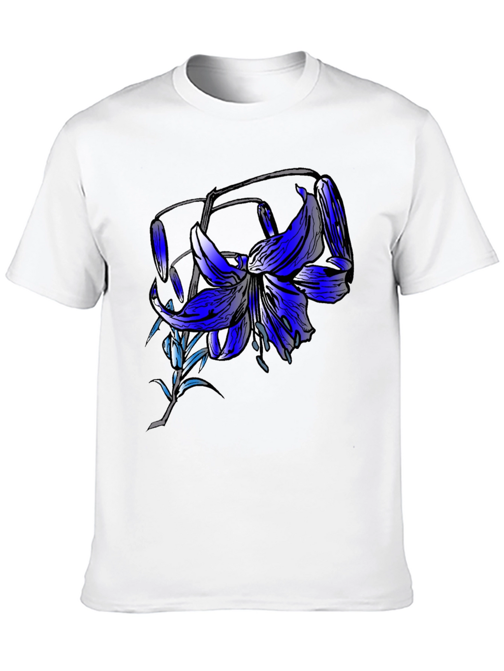 Blue Lily Graphic Tee - Mens Black T-Shirt