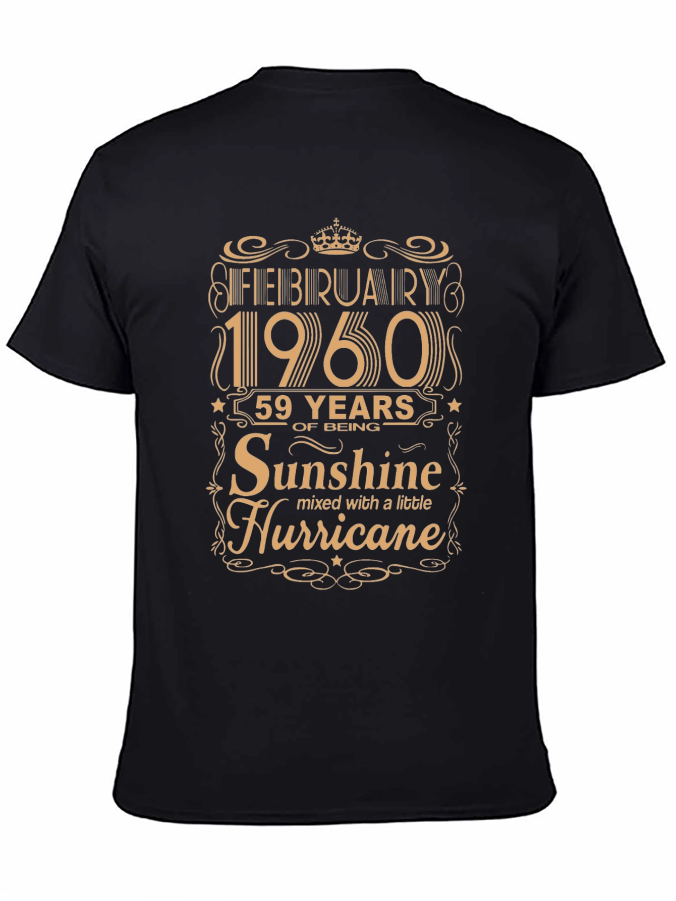 February 1960 Birthday T-Shirt - 59 Years Sunshine & Hurricane