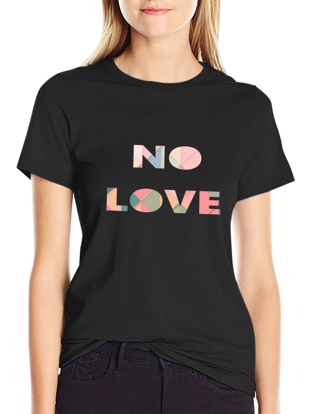 Geometric No Love Graphic Tee - Modern Streetwear