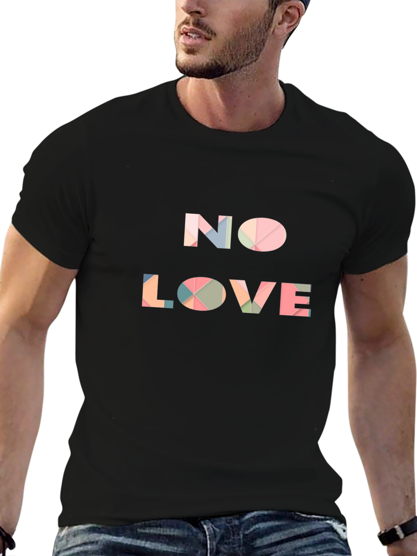 Geometric No Love Graphic Tee - Modern Streetwear