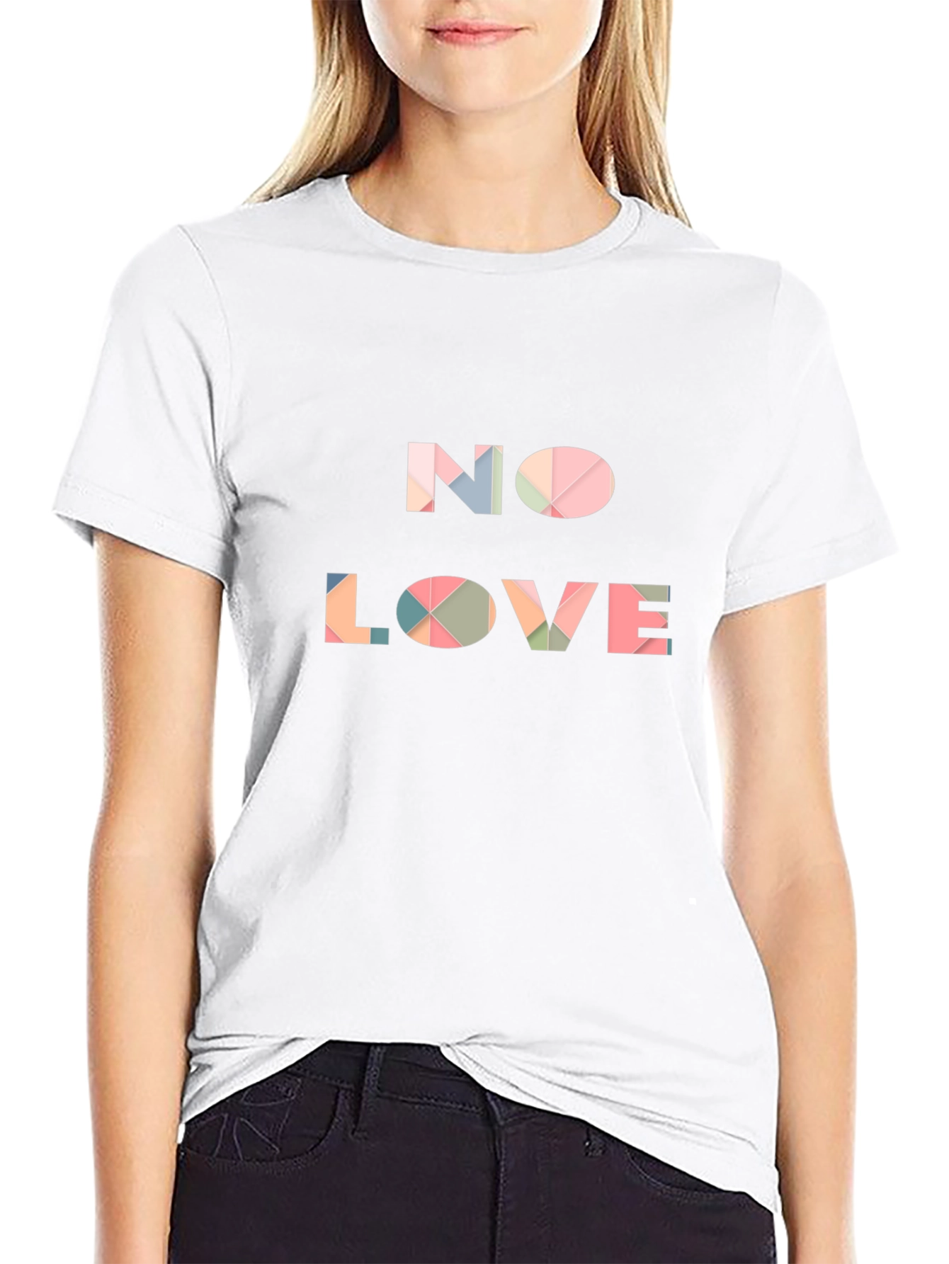 Geometric No Love Graphic Tee - Modern Streetwear