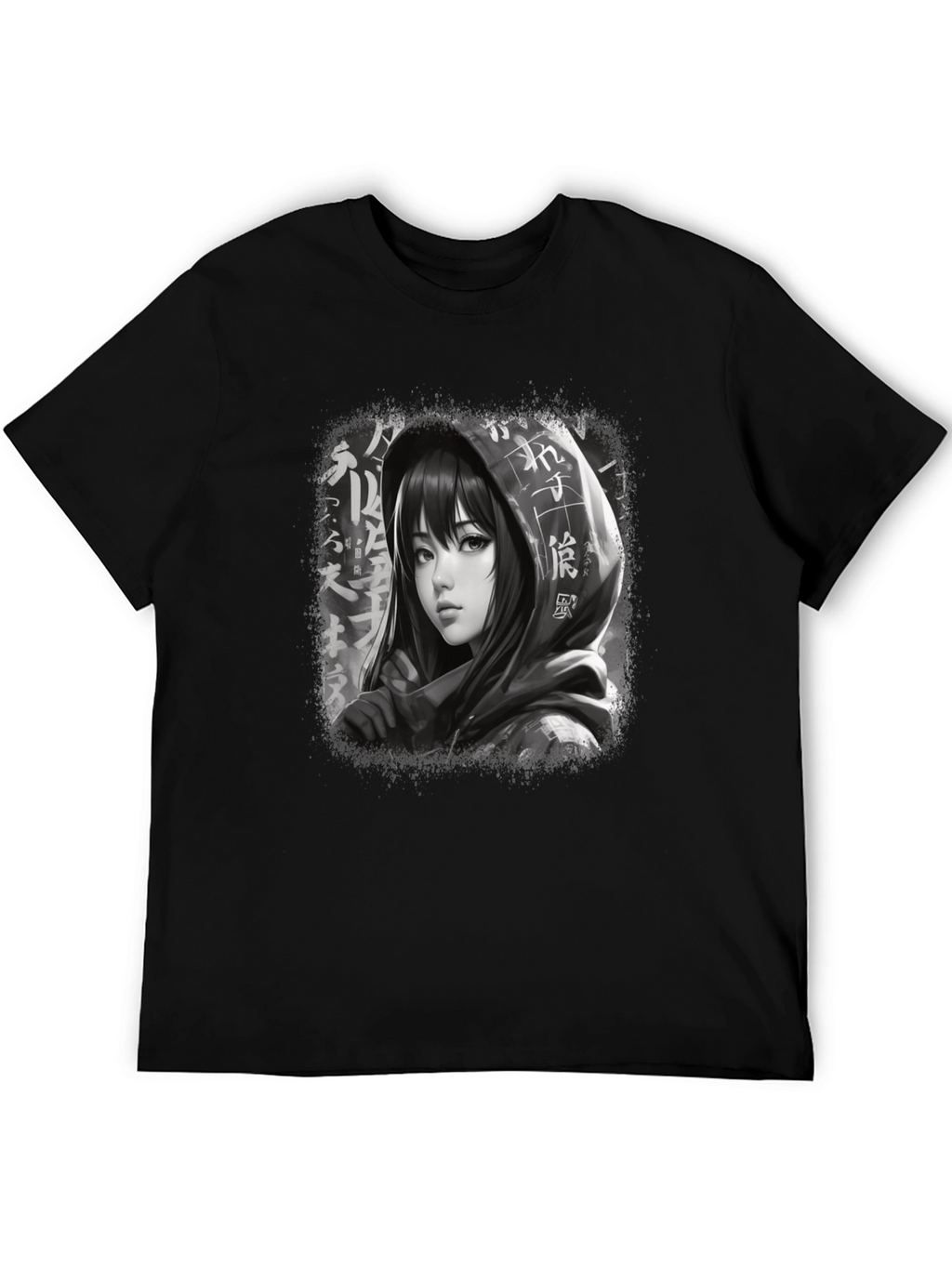 Anime Girl Graphic Tee - Stylish Black T-Shirt