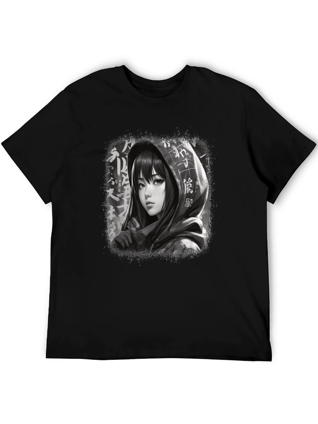 Anime Girl Graphic Tee - Stylish Black T-Shirt