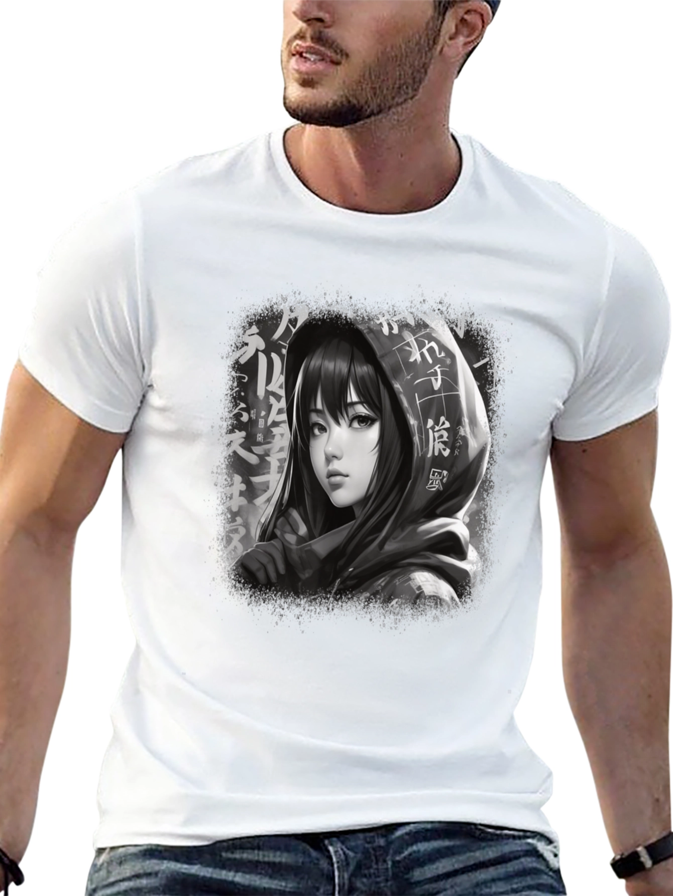 Anime Girl Graphic Tee - Stylish Black T-Shirt