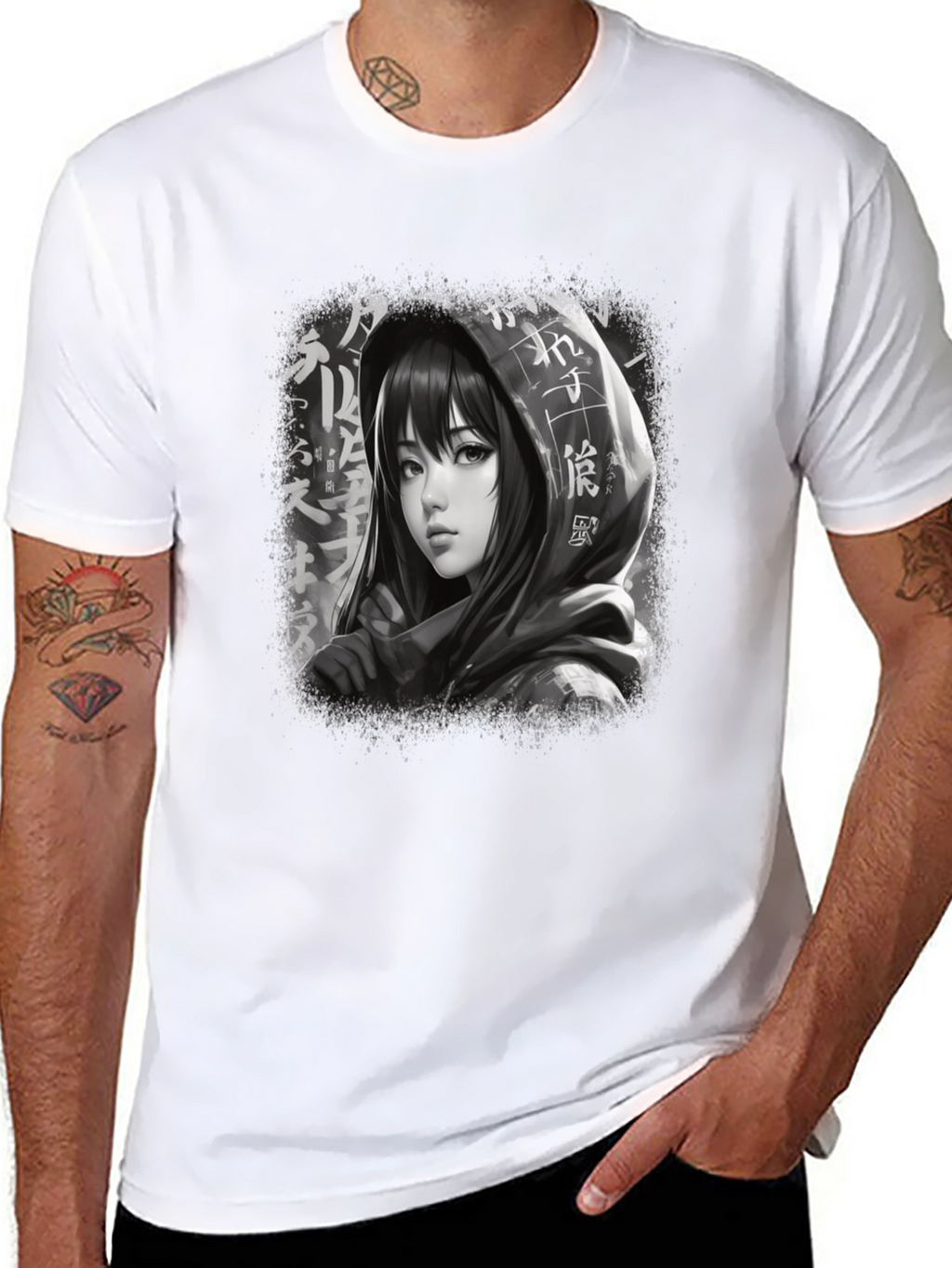Anime Girl Graphic Tee - Stylish Black T-Shirt