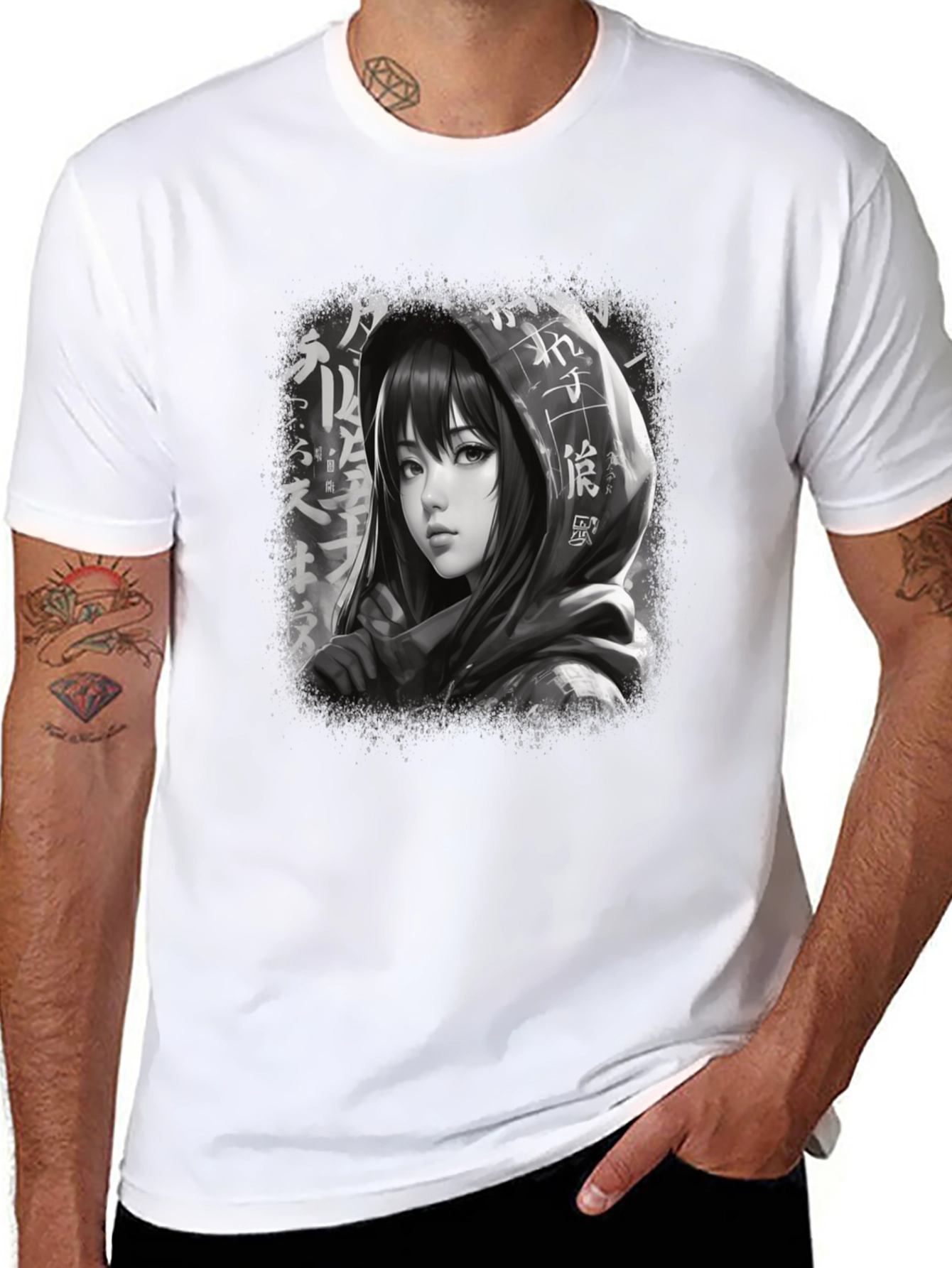 Anime Girl Graphic Tee - Stylish Black T-Shirt