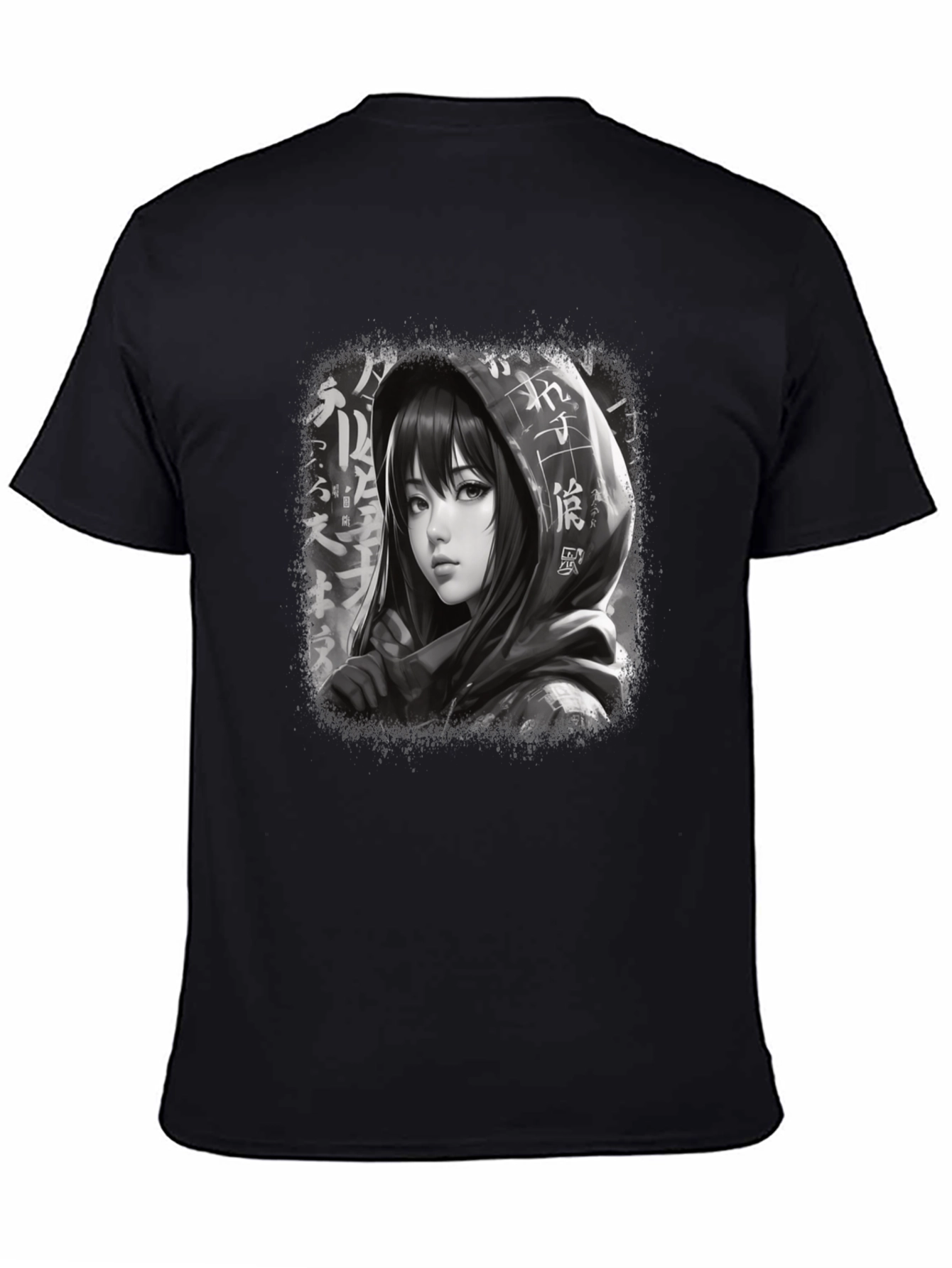 Anime Girl Graphic Tee - Stylish Black T-Shirt