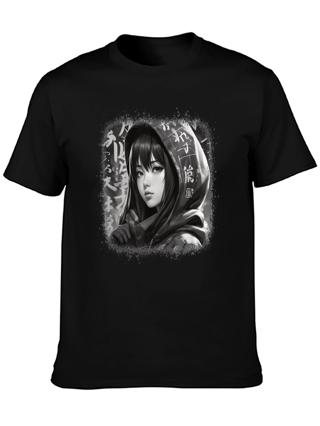 Anime Girl Graphic Tee - Stylish Black T-Shirt