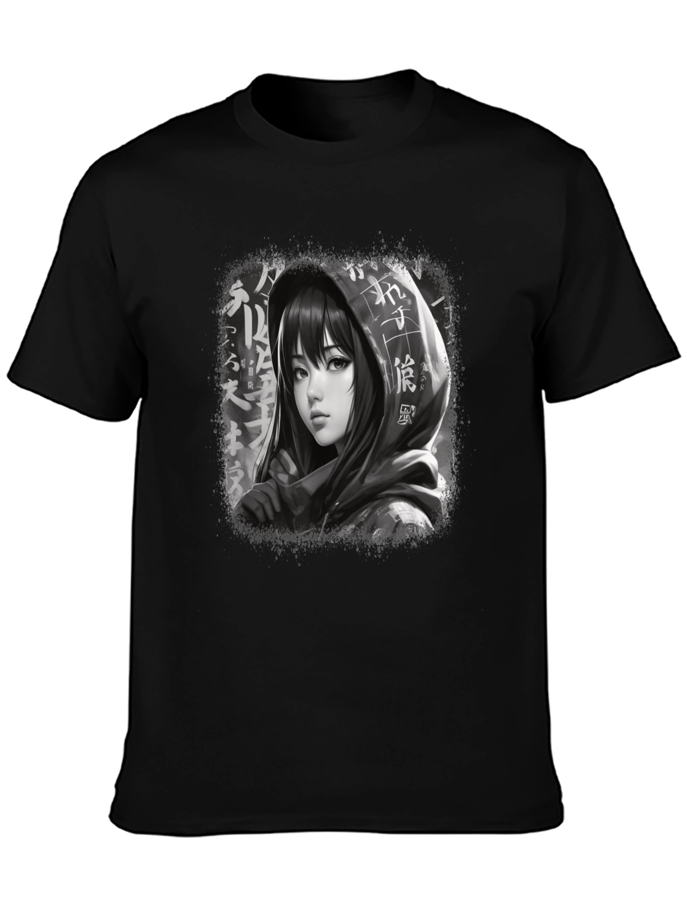 Anime Girl Graphic Tee - Stylish Black T-Shirt