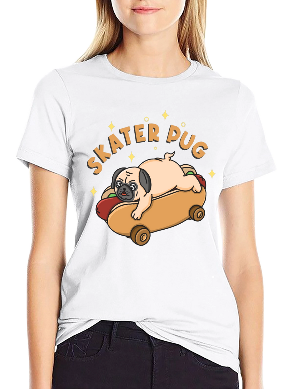 Skater Pug Graphic T-Shirt