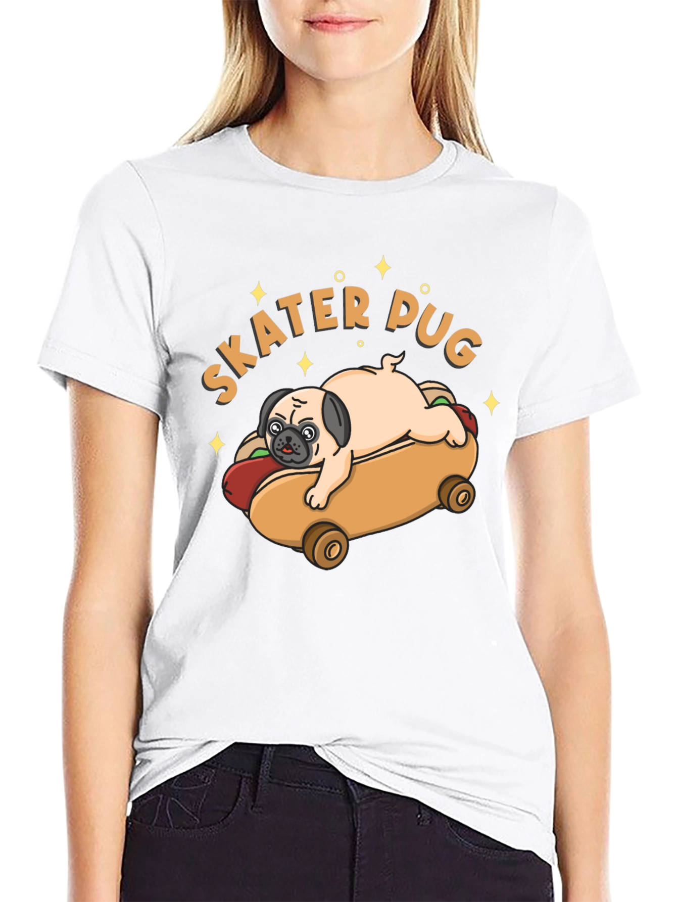 Skater Pug Graphic T-Shirt