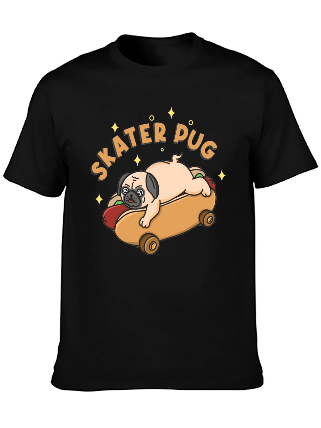 Skater Pug Graphic T-Shirt