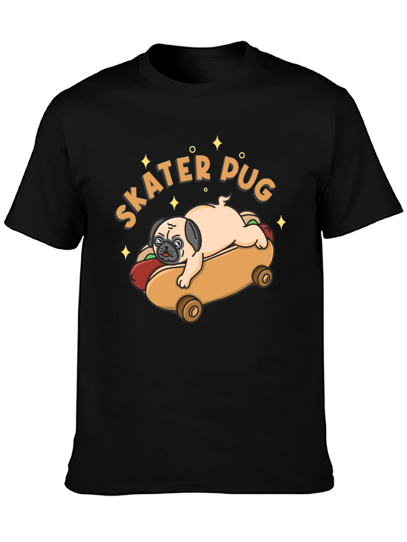 Skater Pug Graphic T-Shirt