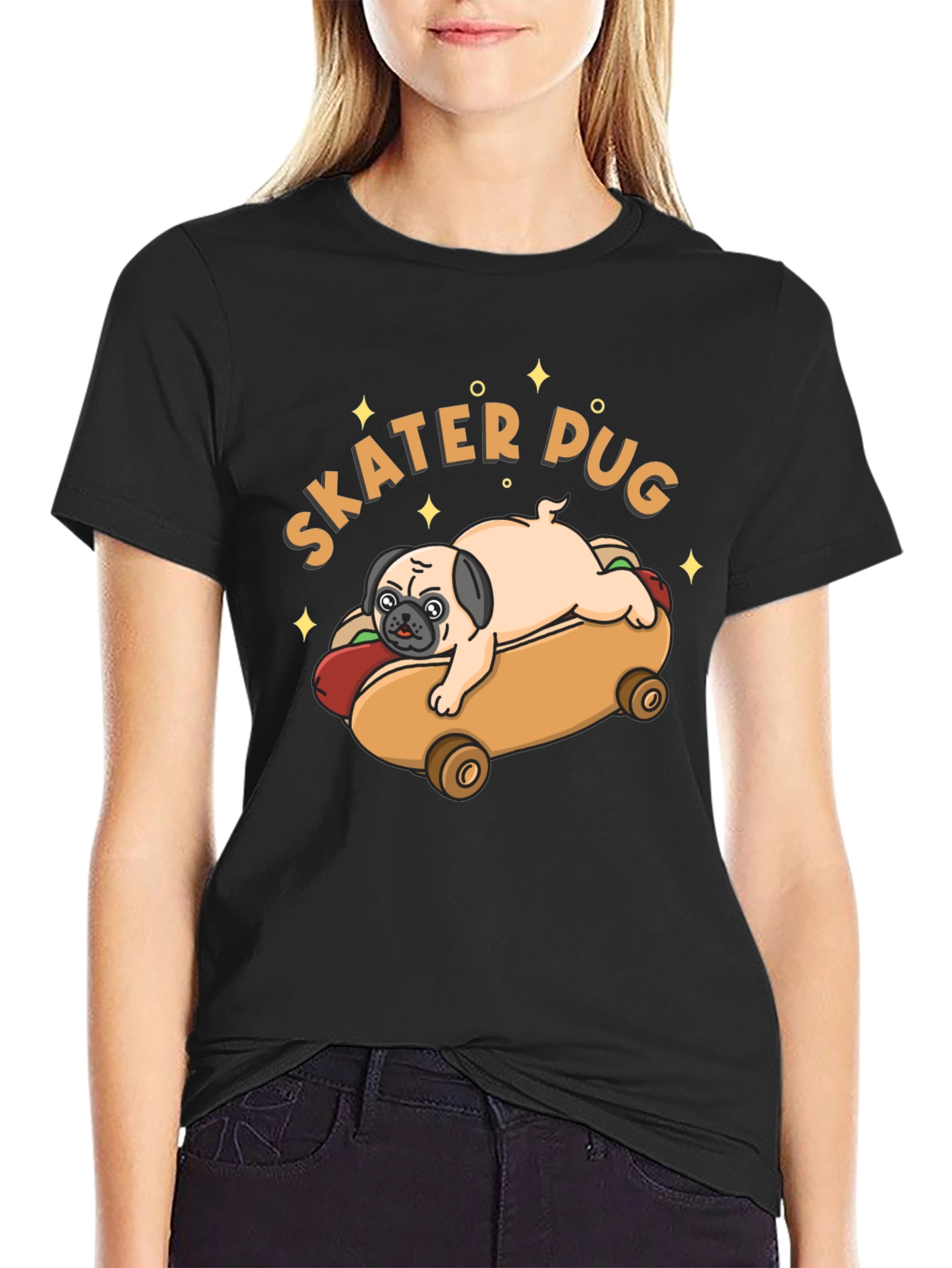 Skater Pug Graphic T-Shirt