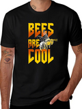 Bees Are Cool Graphic Tee - Black Cotton T-Shirt