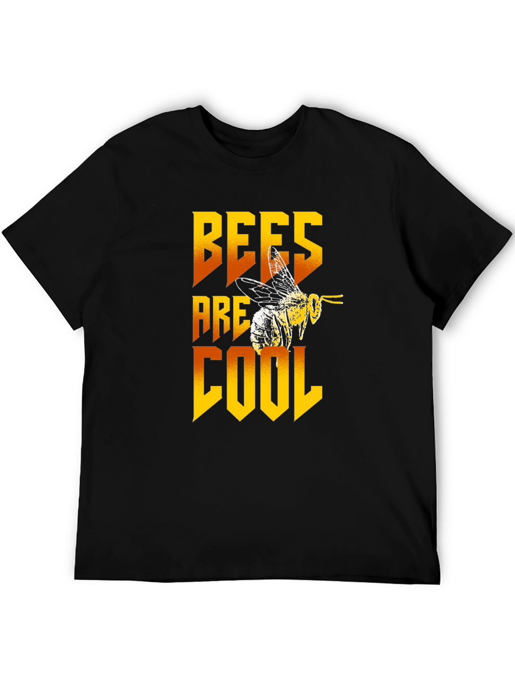 Bees Are Cool Graphic Tee - Black Cotton T-Shirt