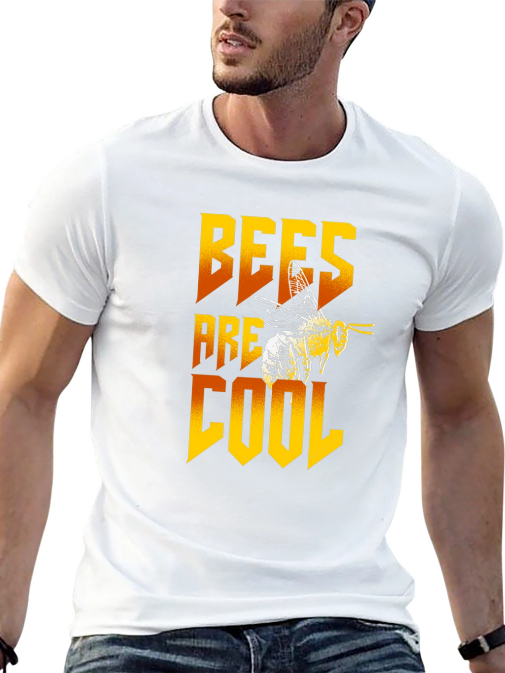 Bees Are Cool Graphic Tee - Black Cotton T-Shirt