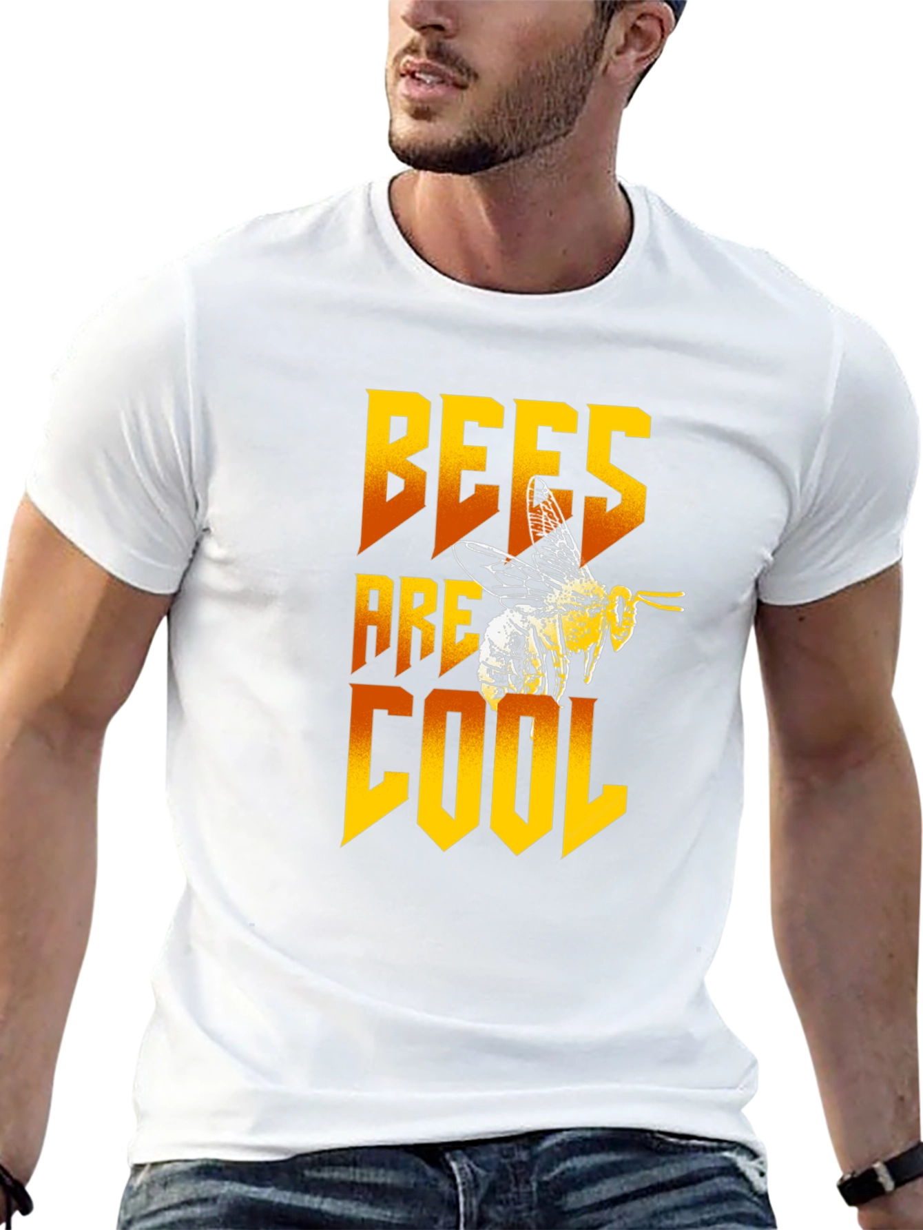 Bees Are Cool Graphic Tee - Black Cotton T-Shirt