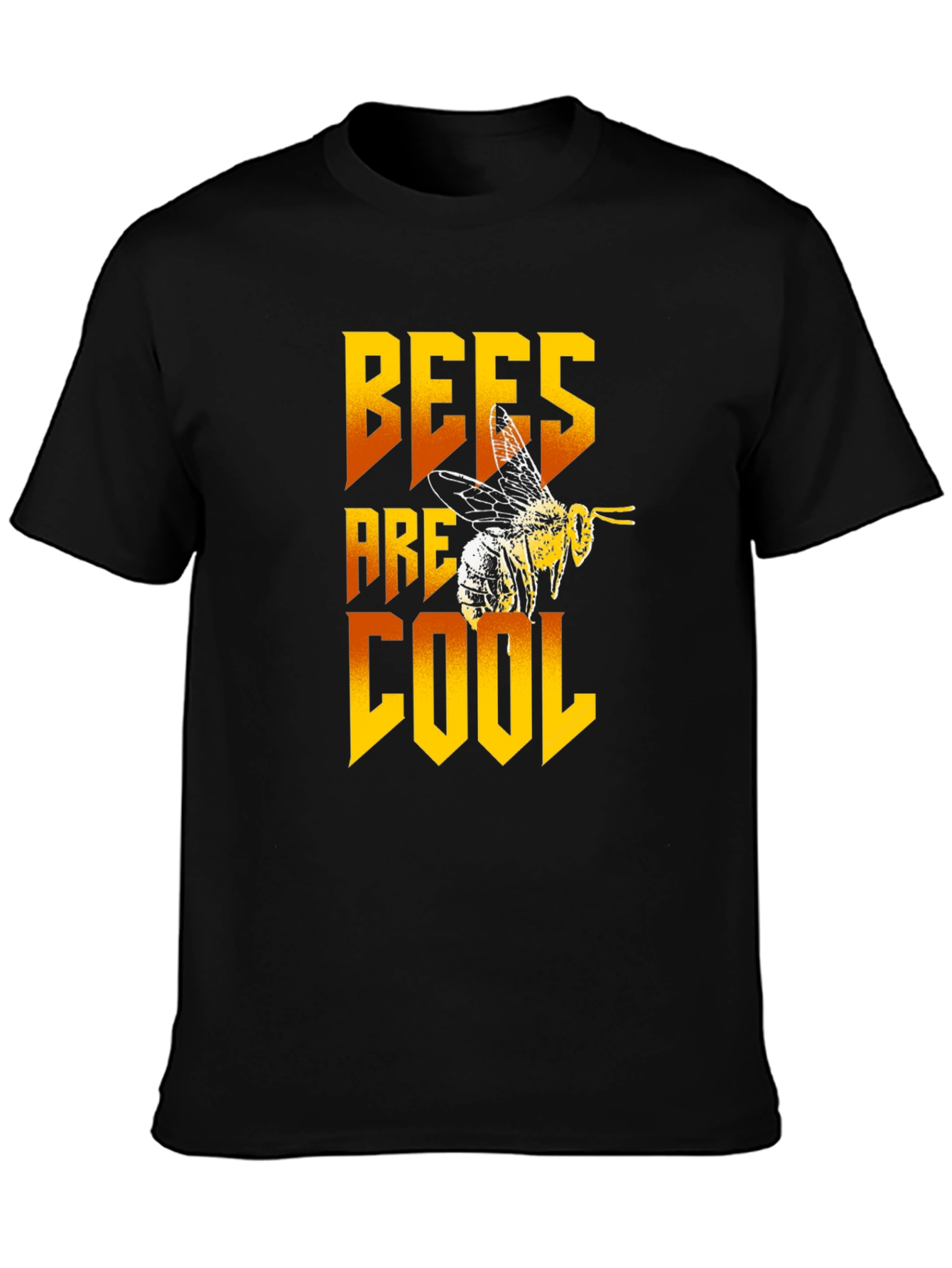 Bees Are Cool Graphic Tee - Black Cotton T-Shirt