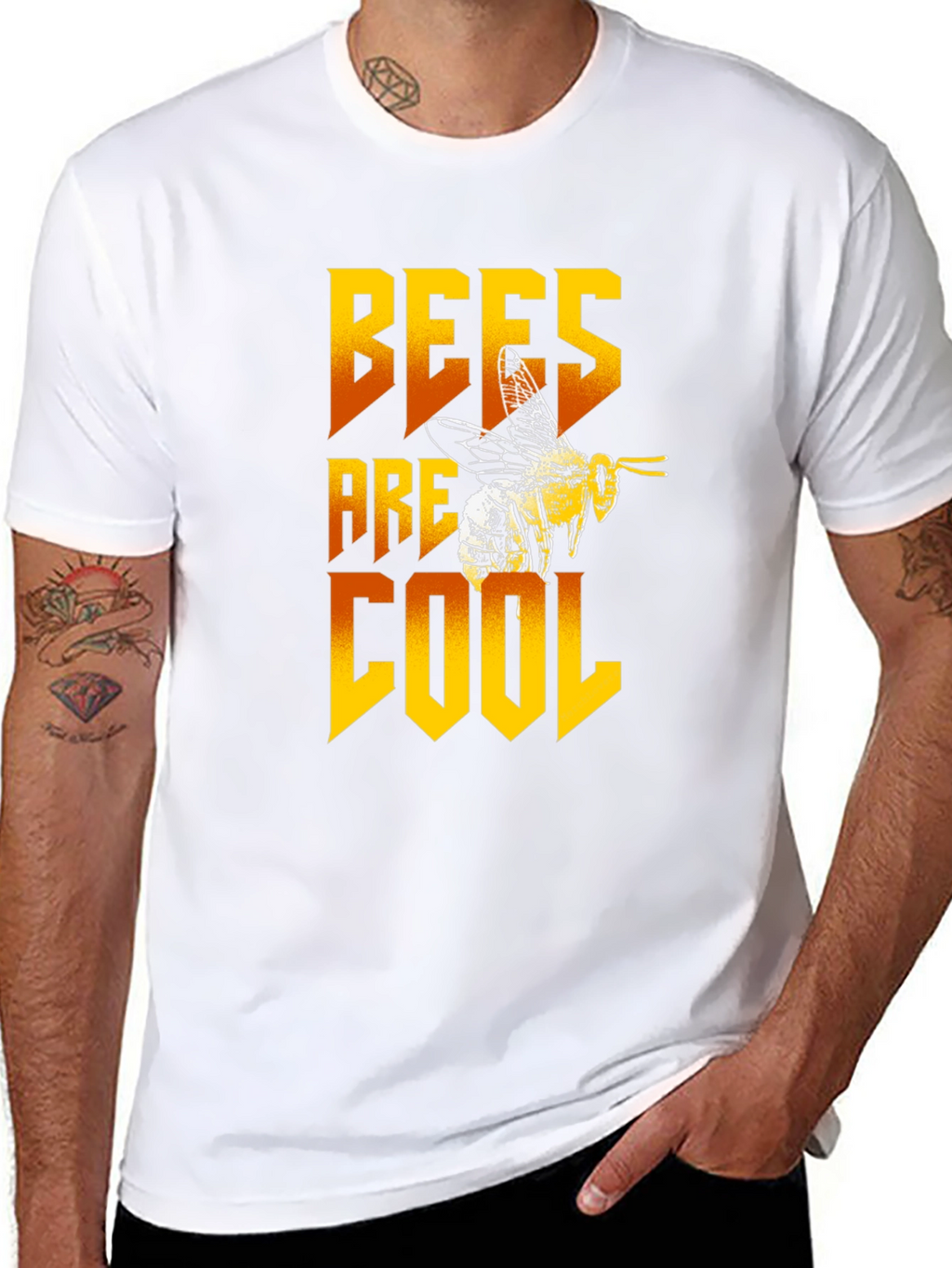 Bees Are Cool Graphic Tee - Black Cotton T-Shirt