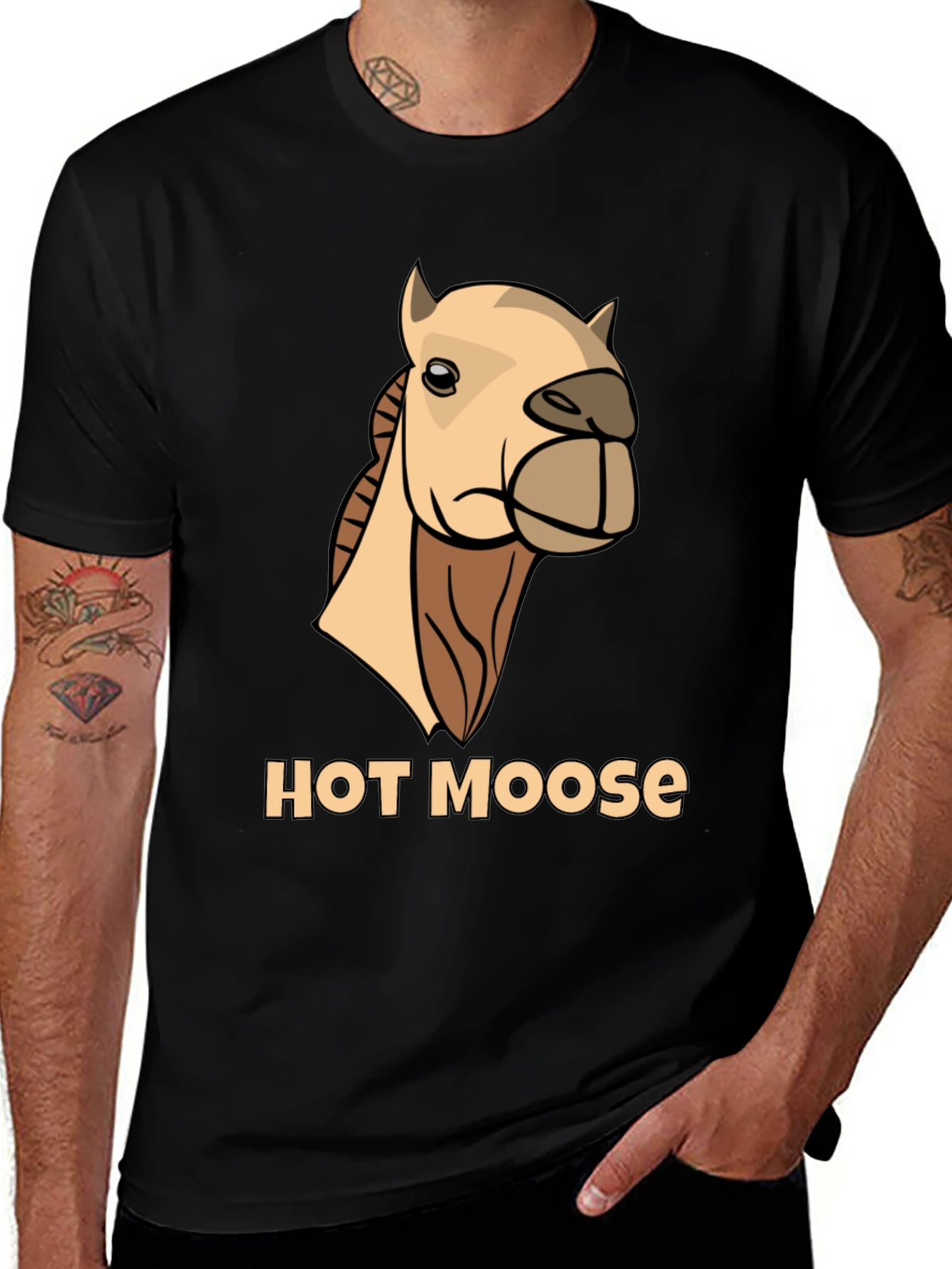 Funny Hot Moose Graphic T-Shirt - Mens Black Tee