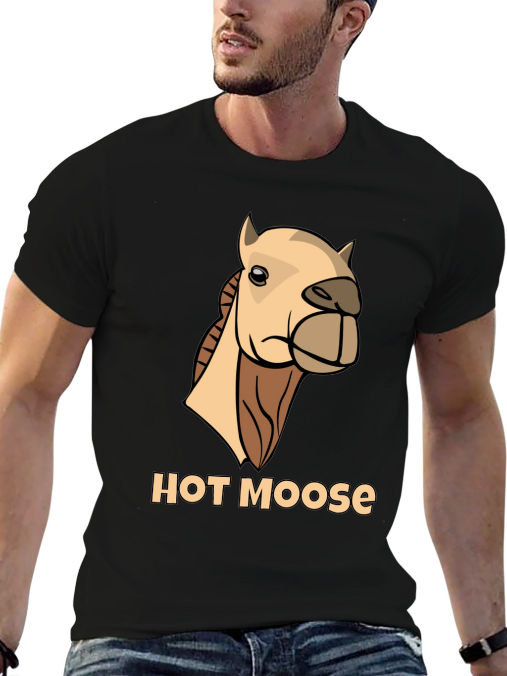 Funny Hot Moose Graphic T-Shirt - Mens Black Tee