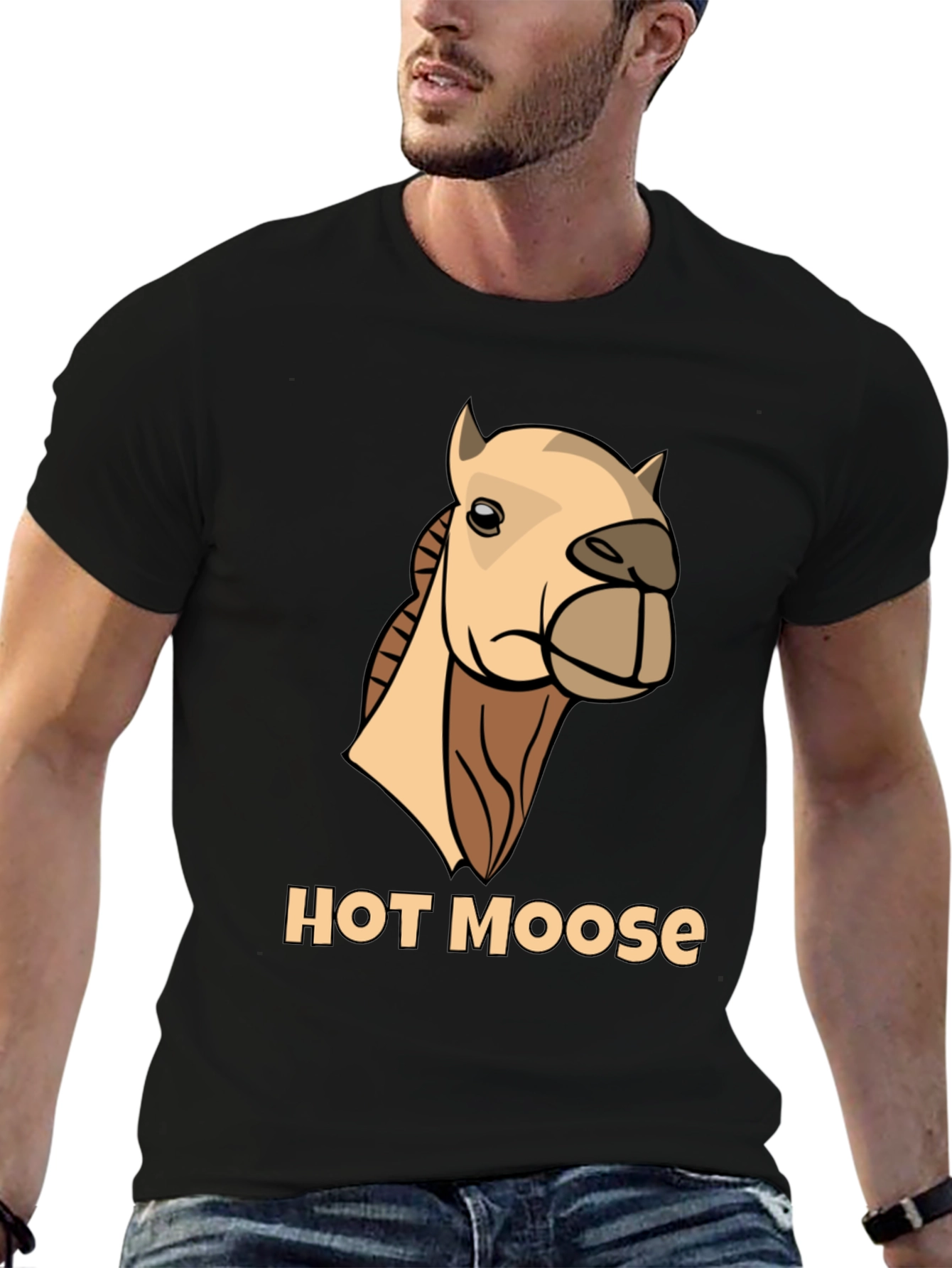 Funny Hot Moose Graphic T-Shirt - Mens Black Tee