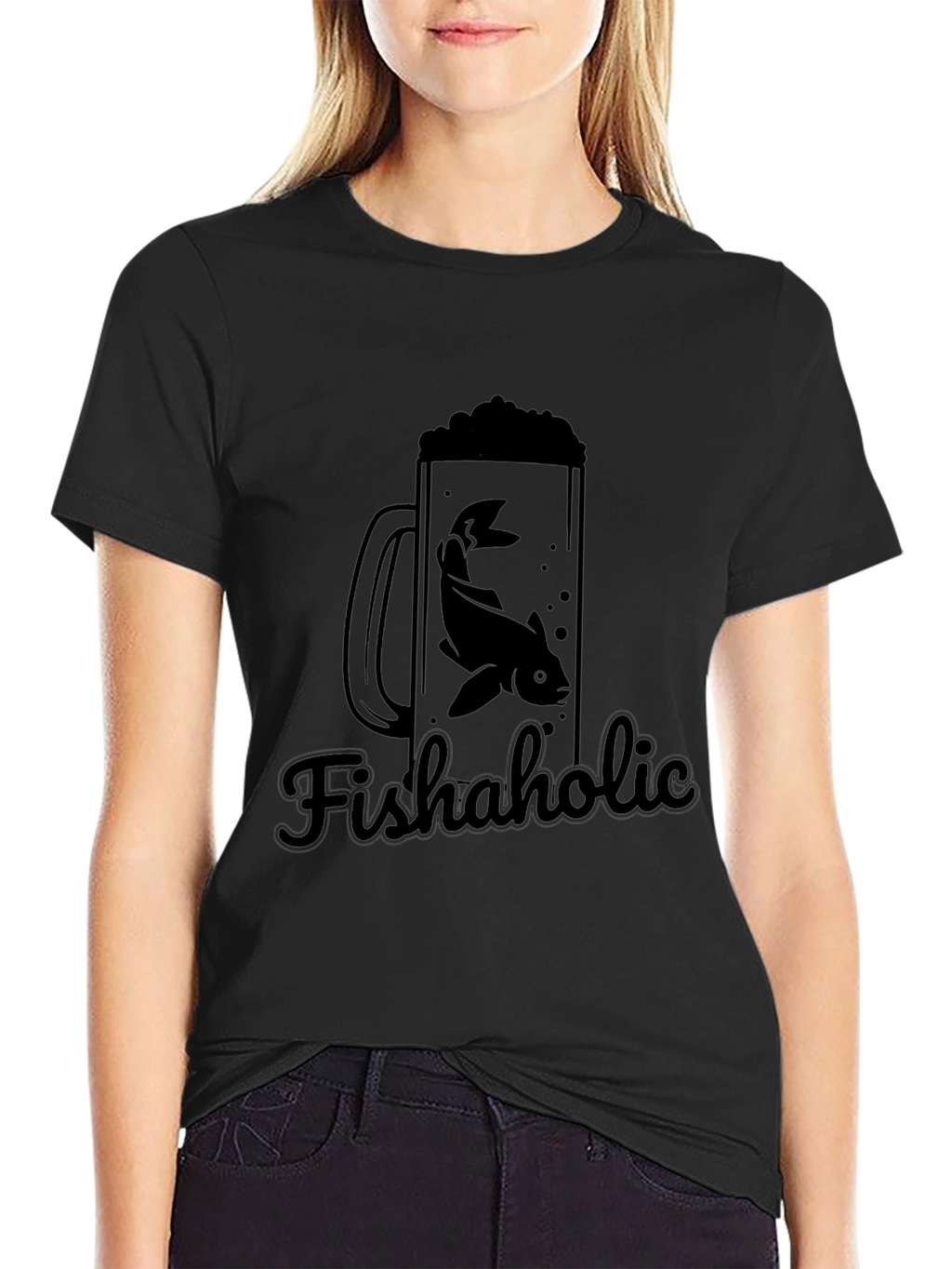 Fishaholic Black T-Shirt - Fishing Lover Apparel