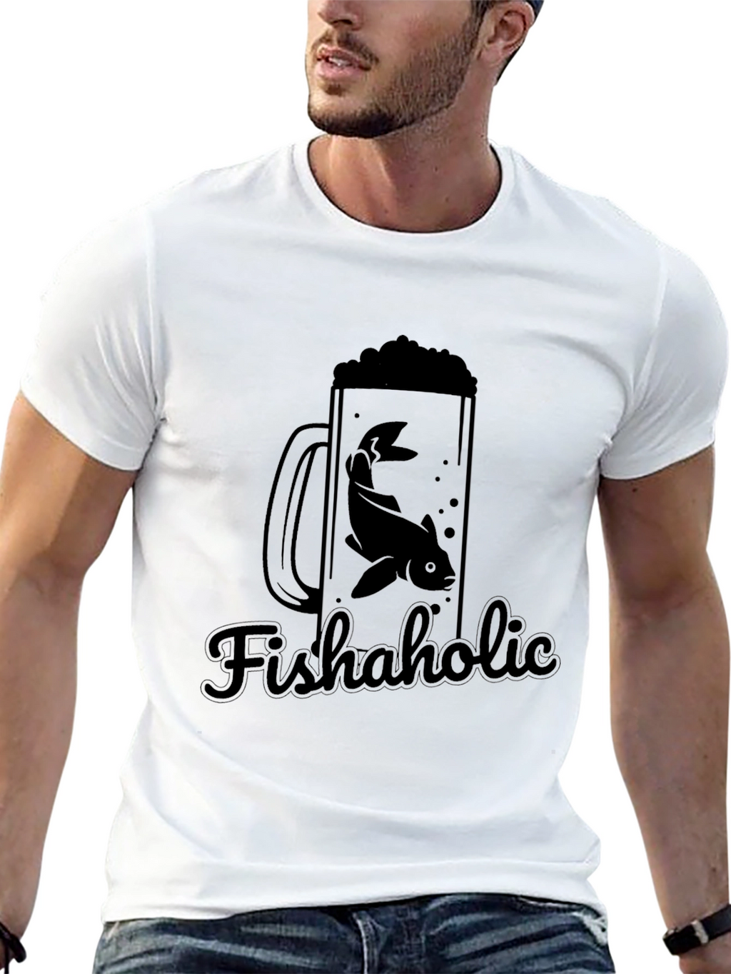Fishaholic Black T-Shirt - Fishing Lover Apparel
