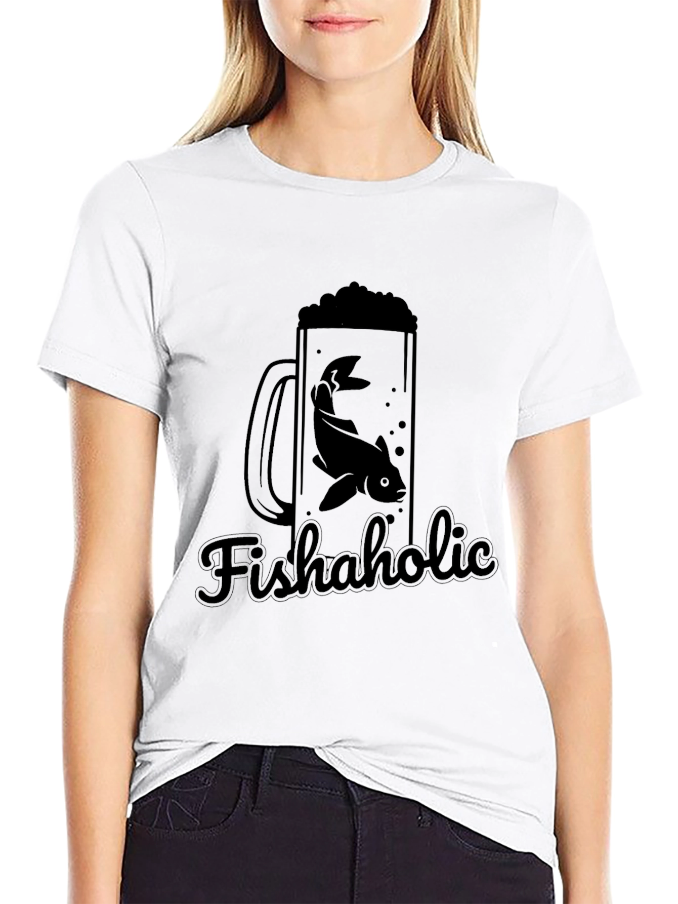 Fishaholic Black T-Shirt - Fishing Lover Apparel