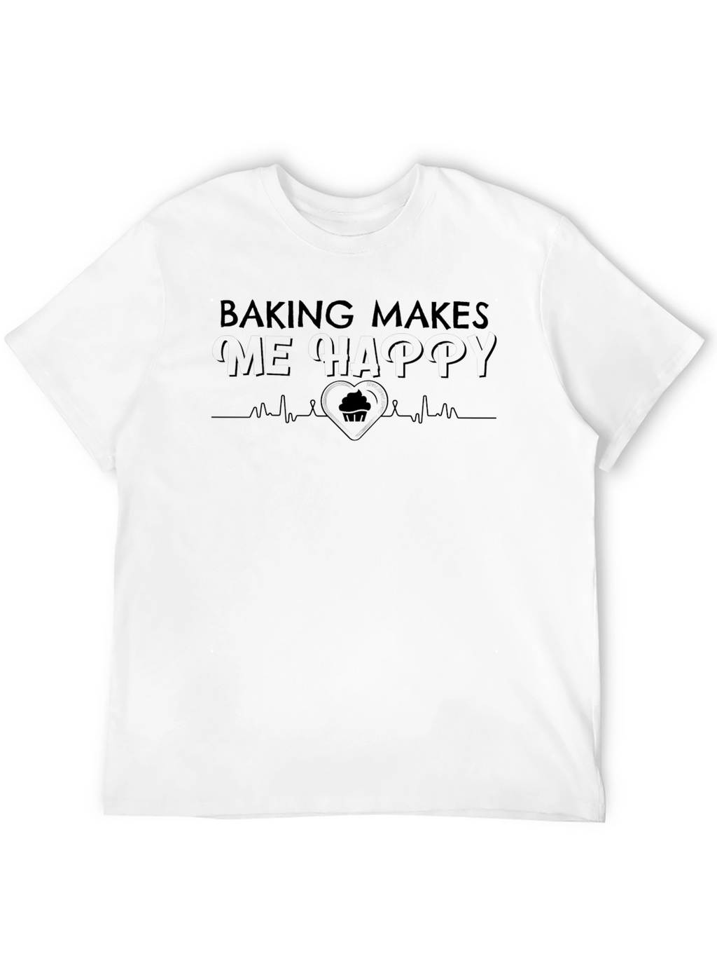 Baking Makes Me Happy Black T-Shirt