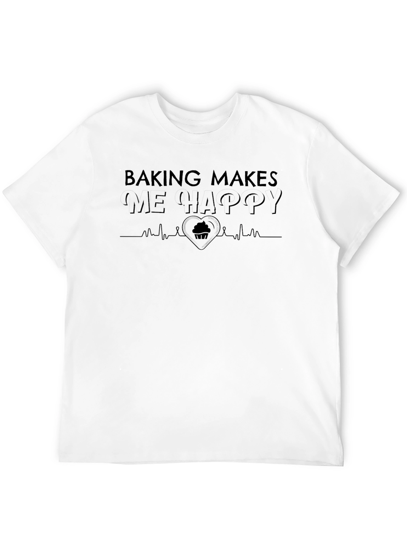 Baking Makes Me Happy Black T-Shirt
