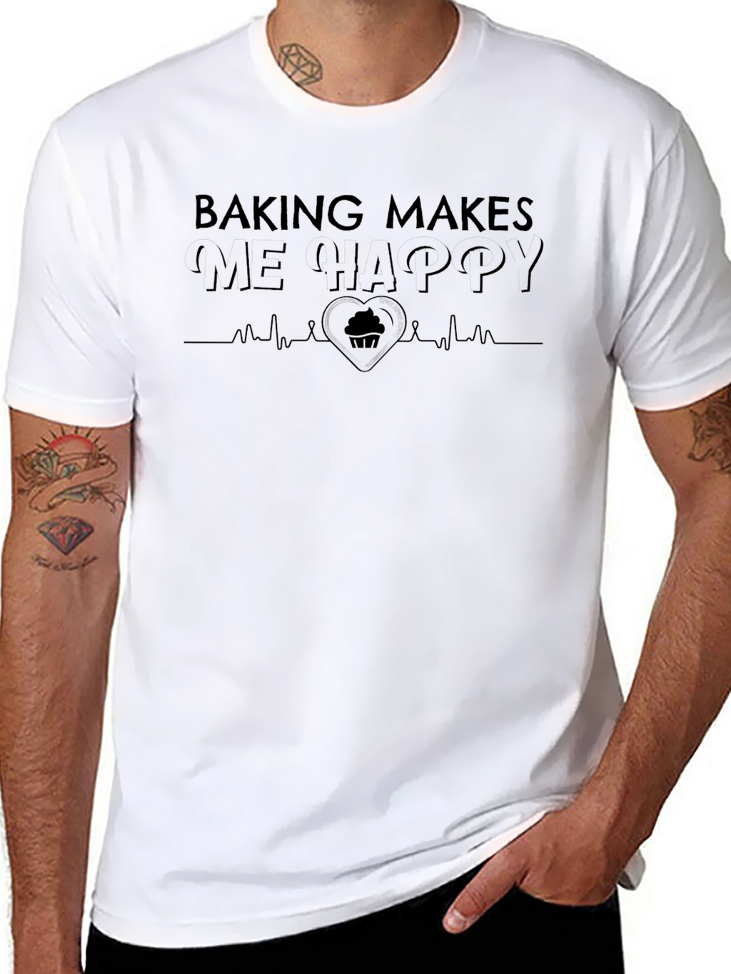 Baking Makes Me Happy Black T-Shirt