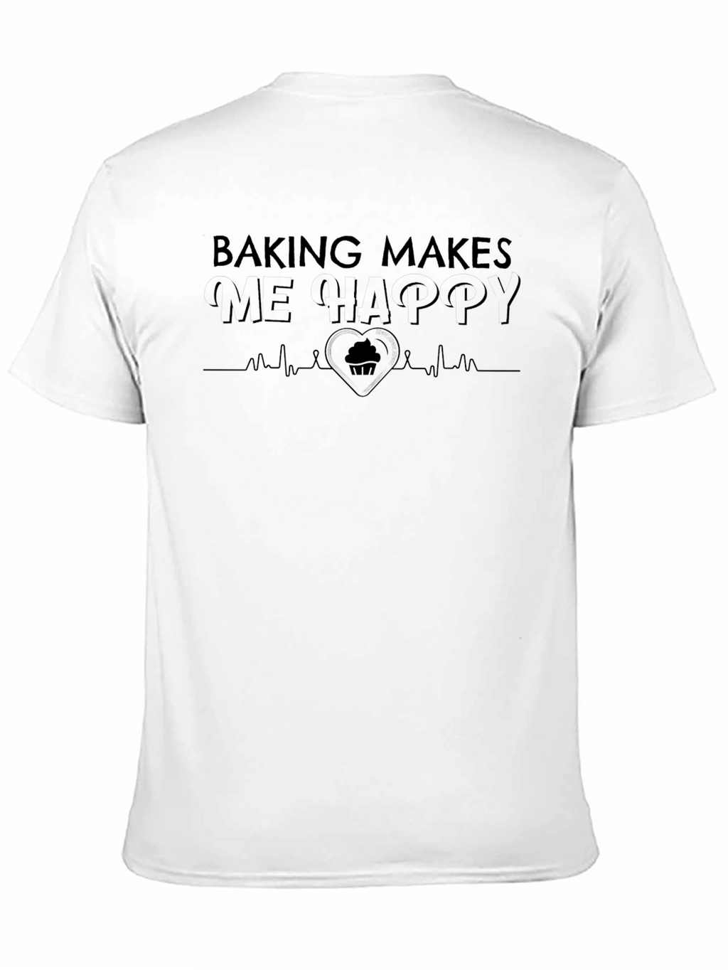 Baking Makes Me Happy Black T-Shirt
