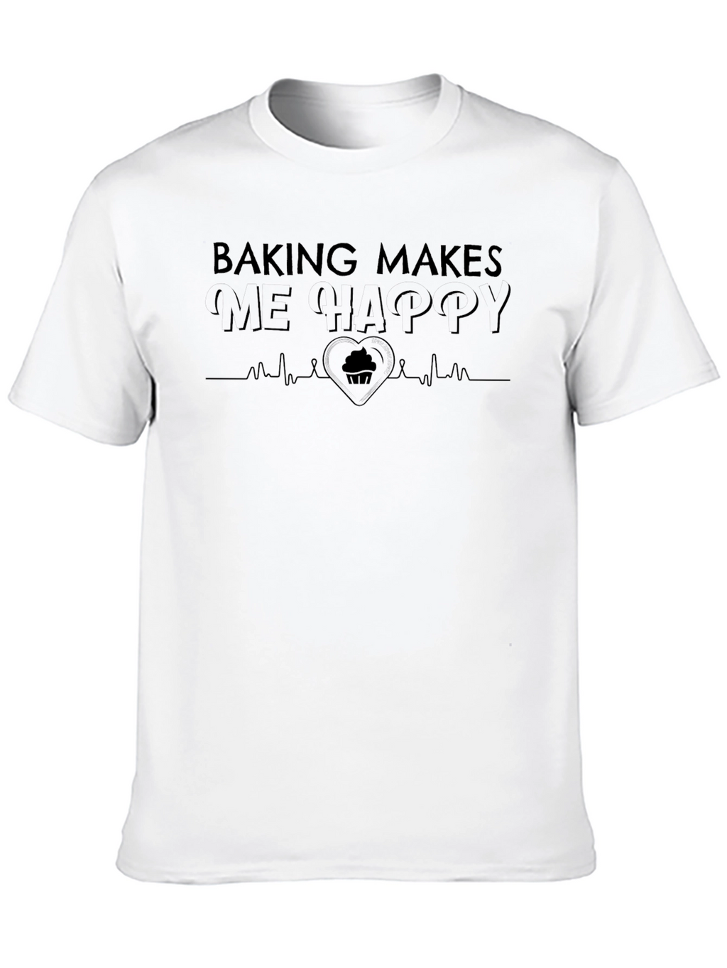 Baking Makes Me Happy Black T-Shirt